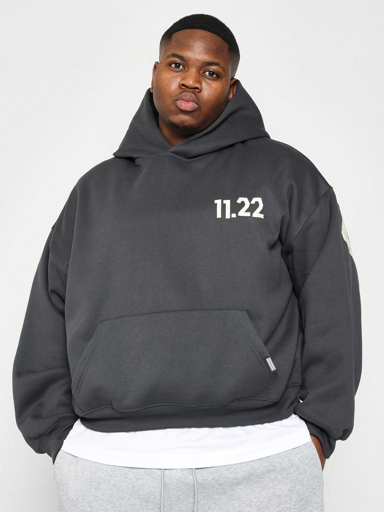 Plus Size Overhead Essential Hoodie With Tape Graphic Print