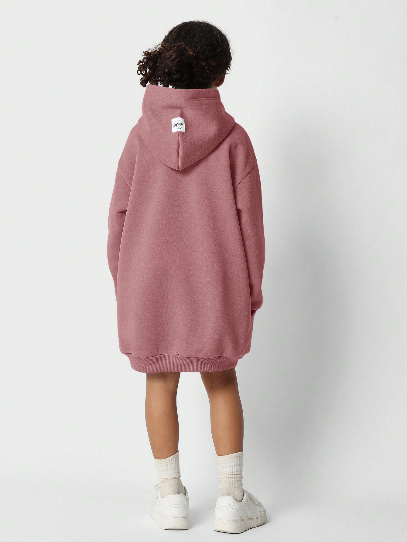 Tween Girls Oversized Hoodie Dress With Front Graphic Print