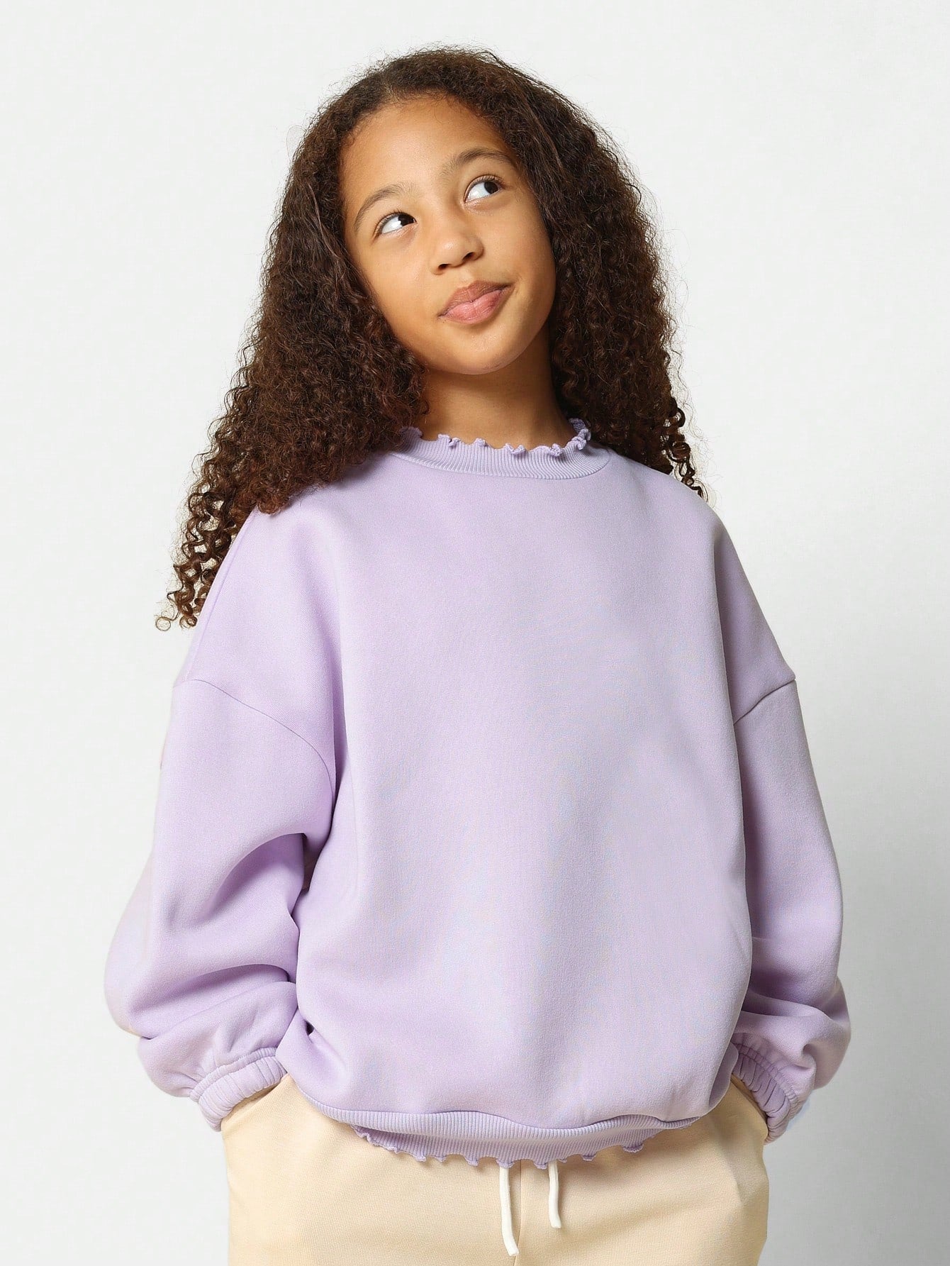 Tween Girls Regular Fit Lettuce Edge Sweatshirt