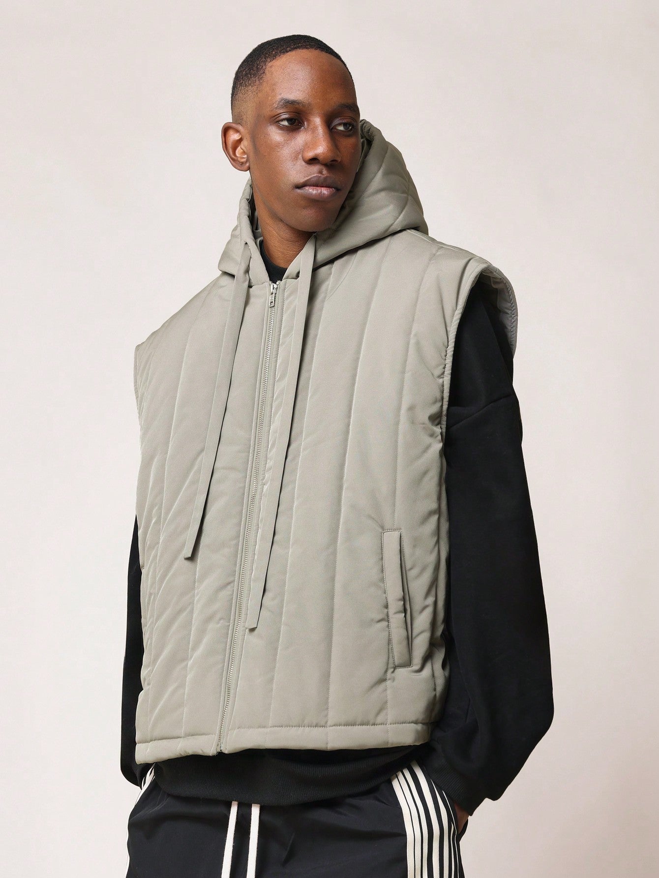 Oversized Puffer Gillet With Hood