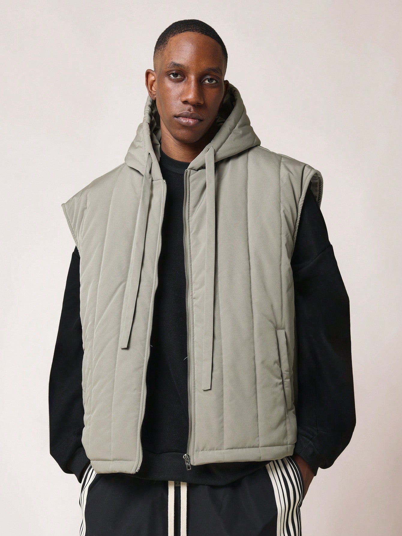 Oversized Puffer Gillet With Hood