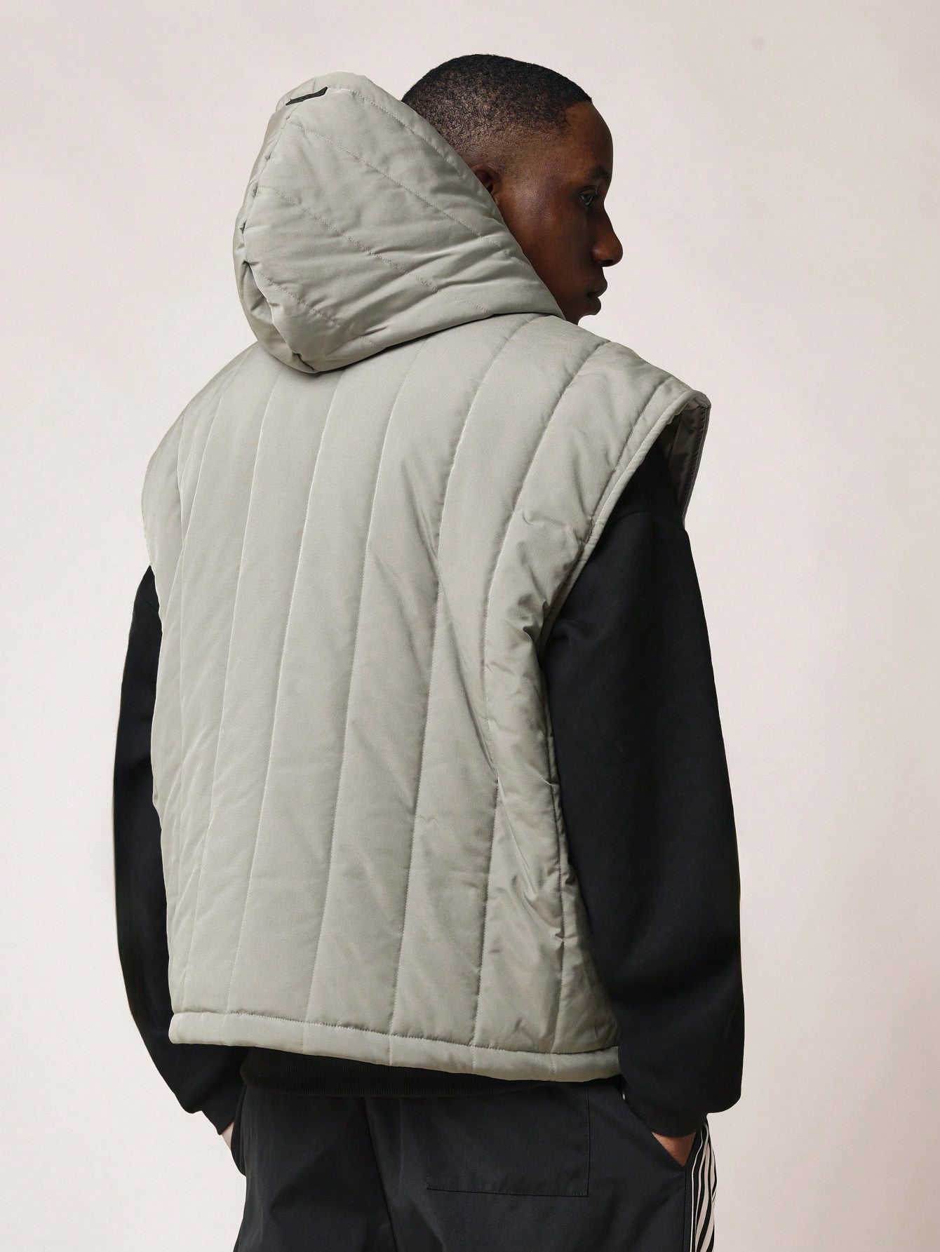 Oversized Puffer Gillet With Hood