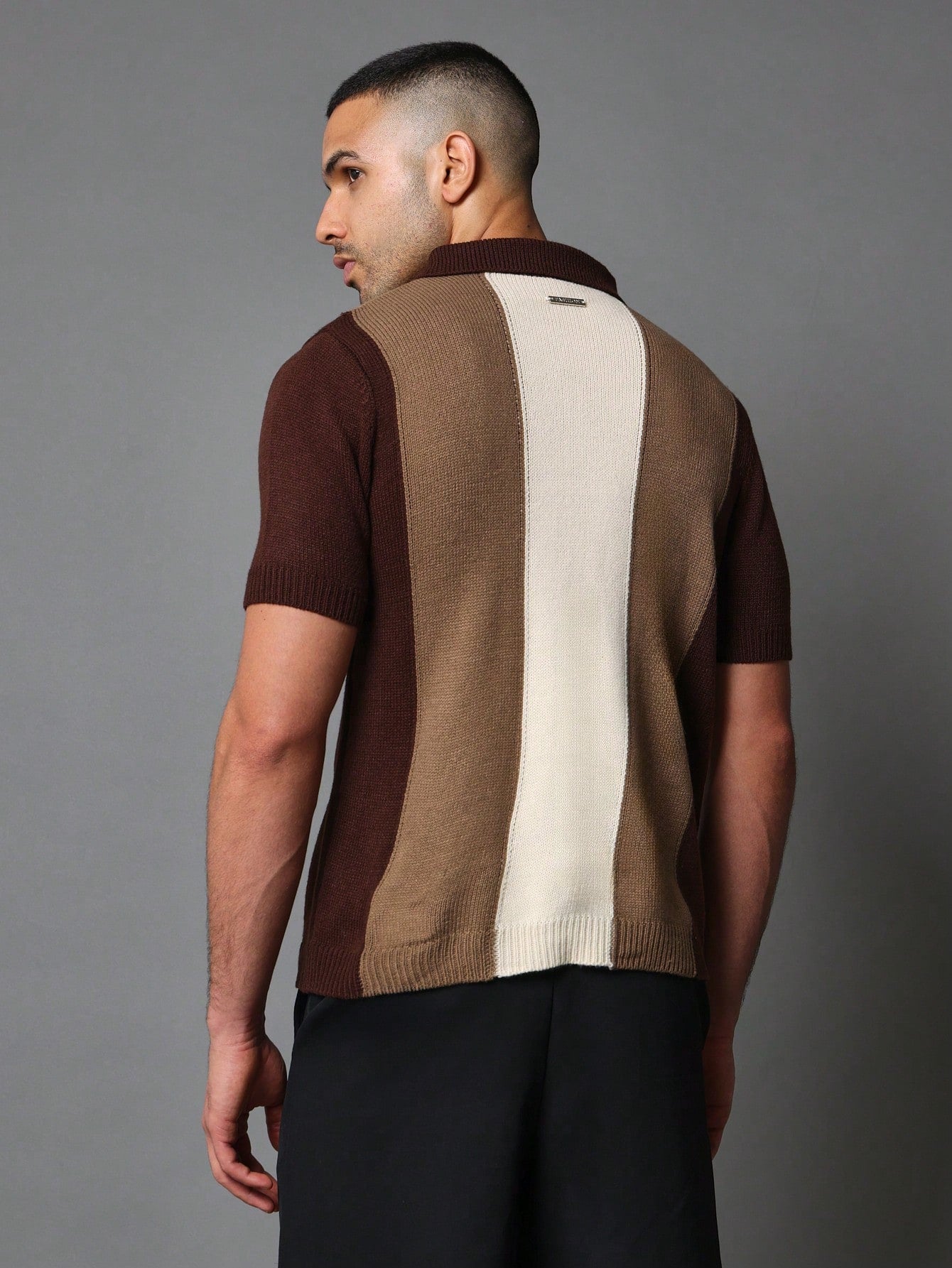 Slim Fit Colour Block Polo Knit Shirt