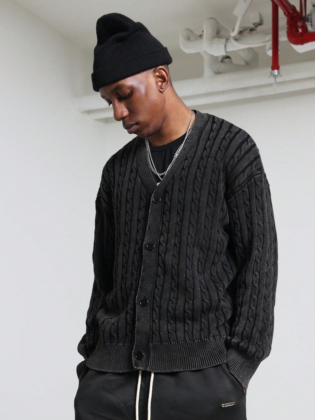 Regular Fit Washed Knit Cardigan