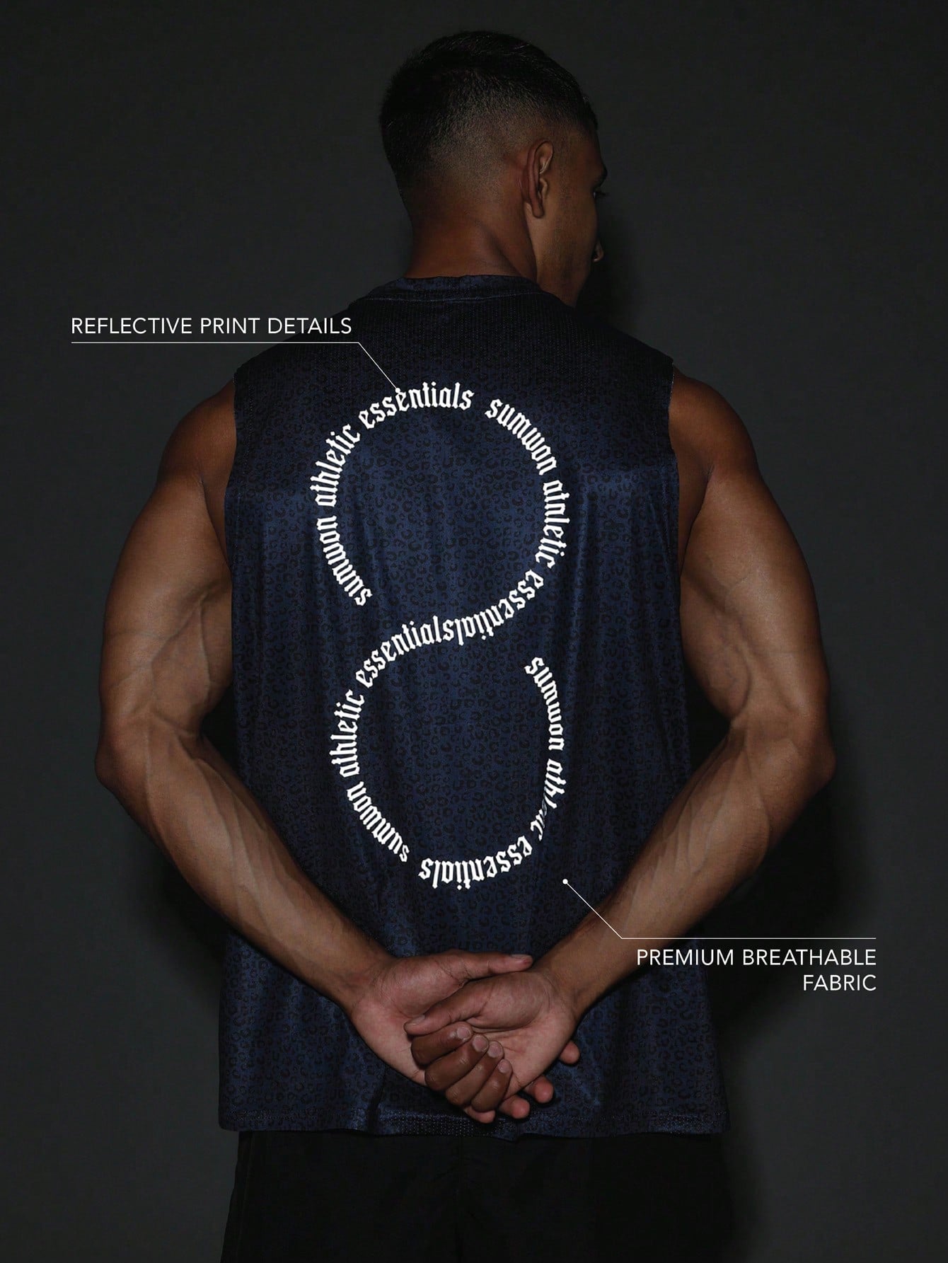 Activewear Premium Breathable Tank Top With Reflective Print & Rubberized Binding