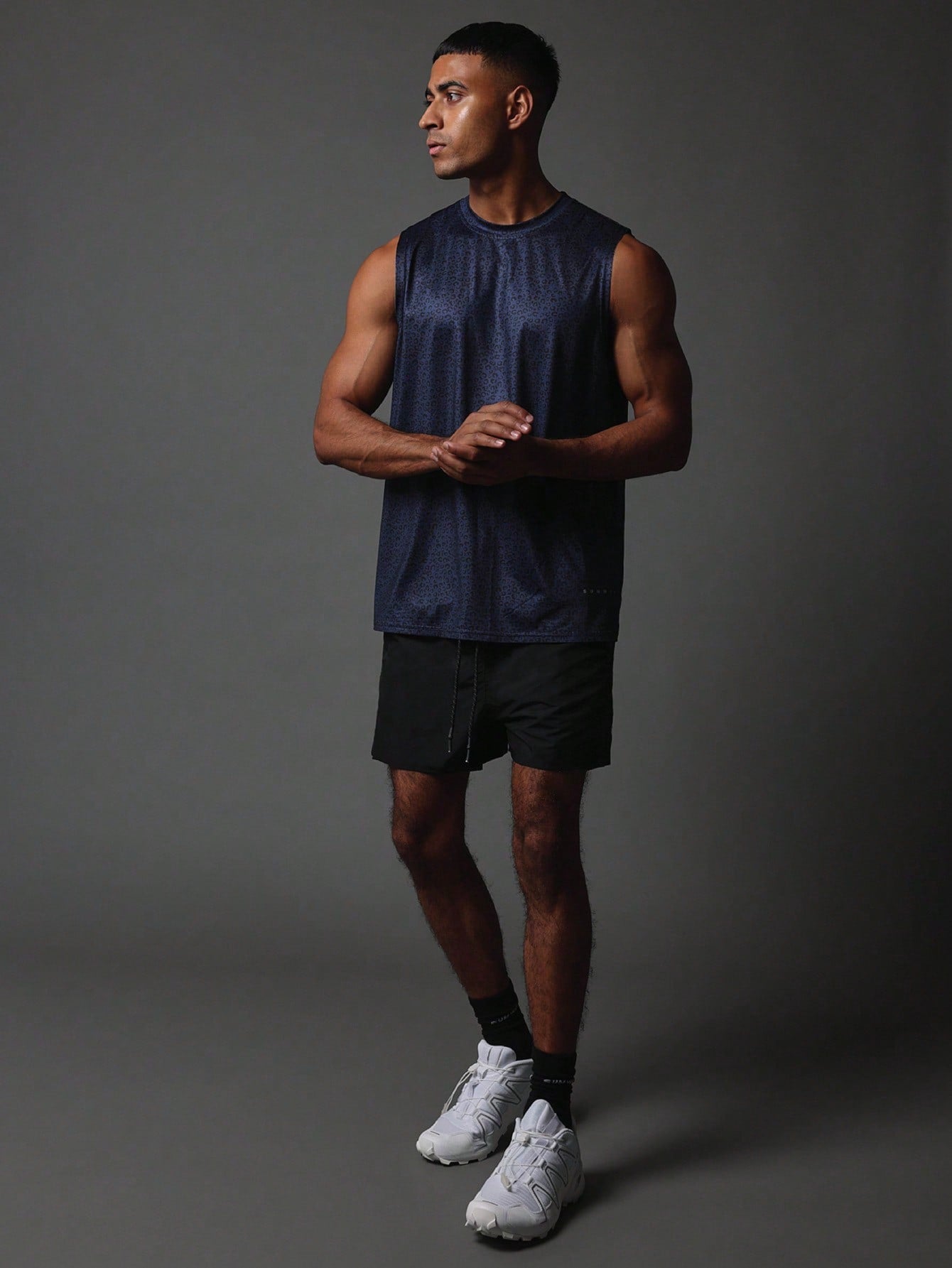 Activewear Premium Breathable Tank Top With Reflective Print & Rubberized Binding