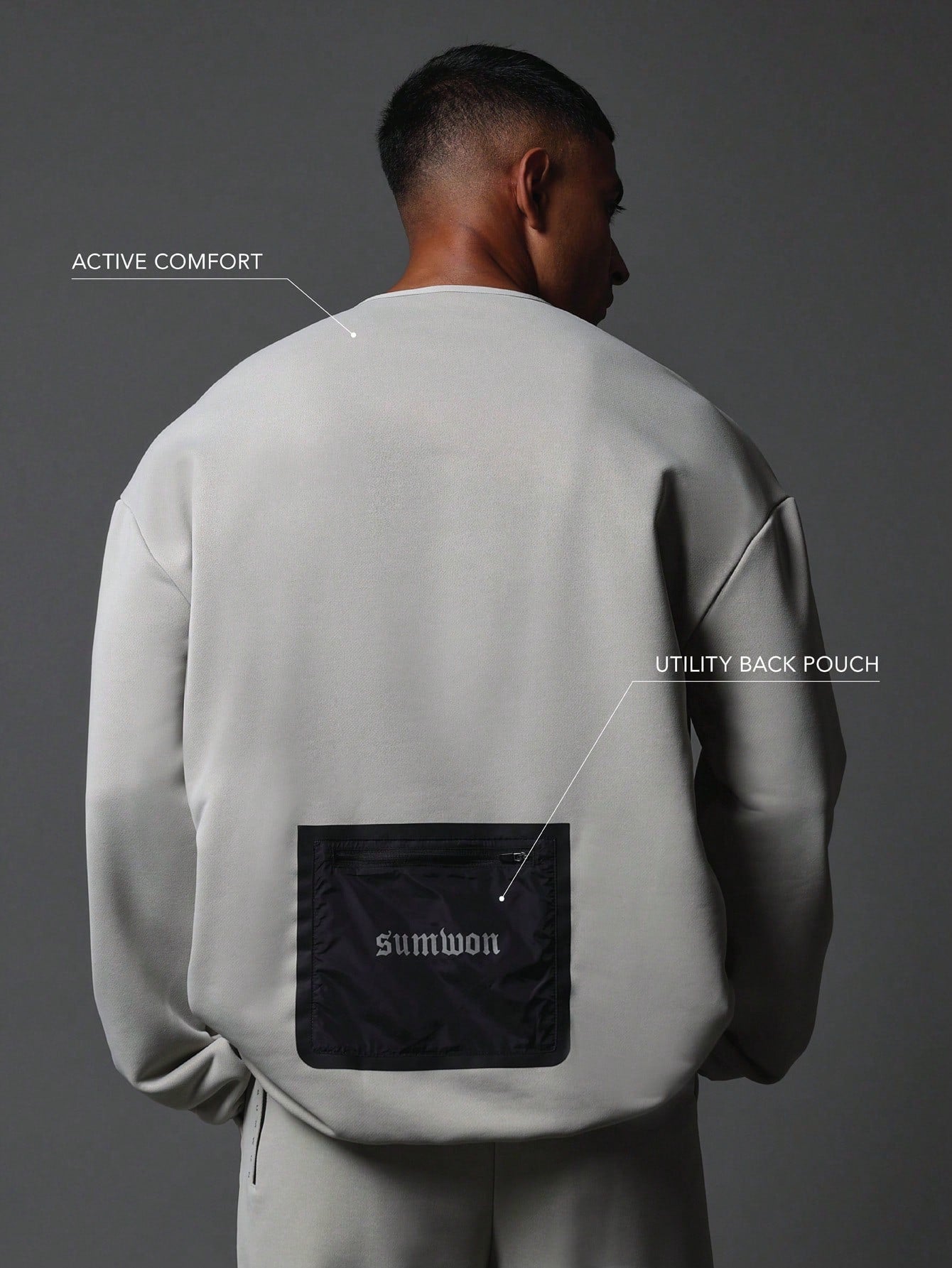 Activewear Comfort Premium Breathable Sweatshirt With Reflective Print, Side Entry Pocket & Utility Back Pouch