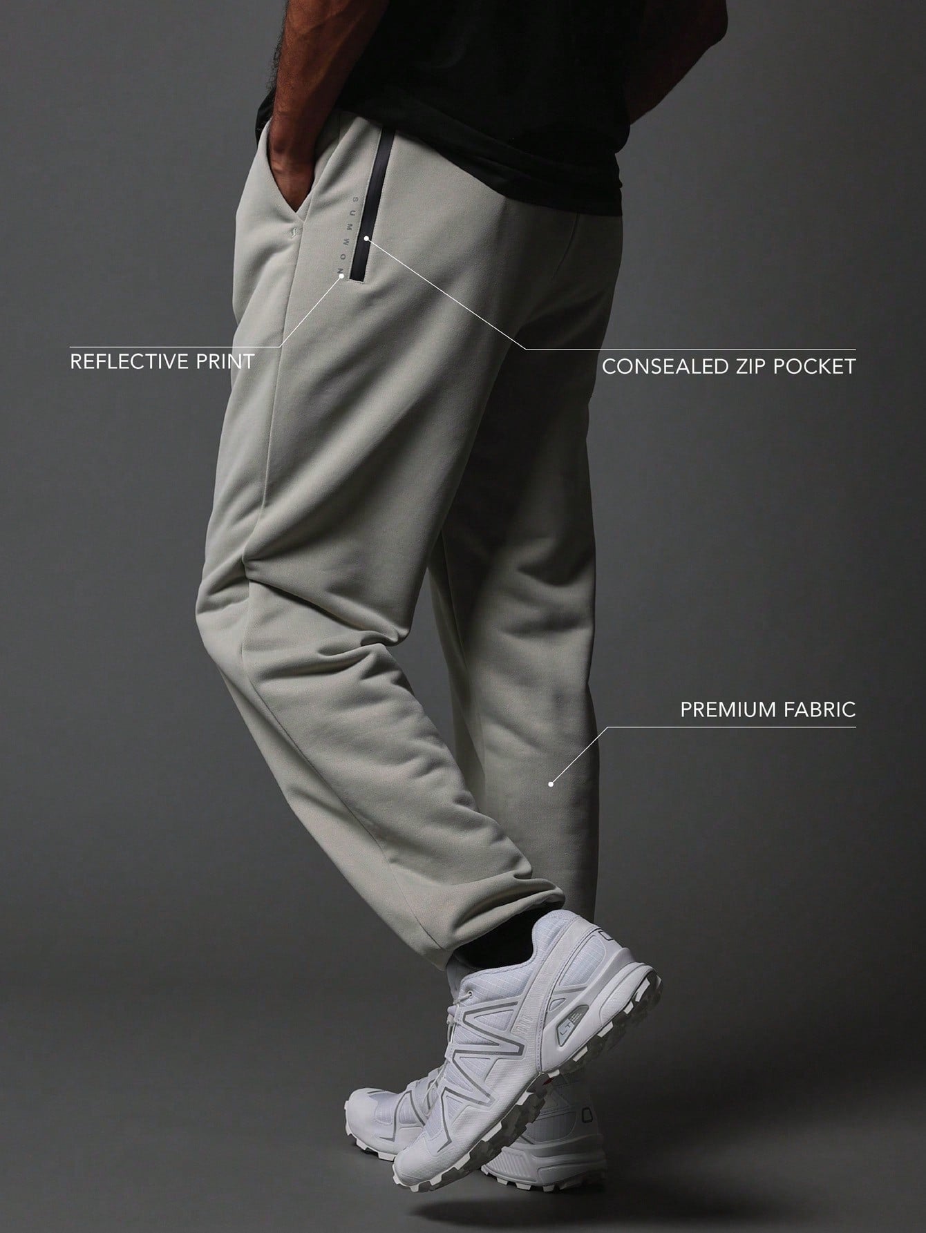 Activewear Comfort Premium Jogger With Reflective Print & Concealed Zip Pockets