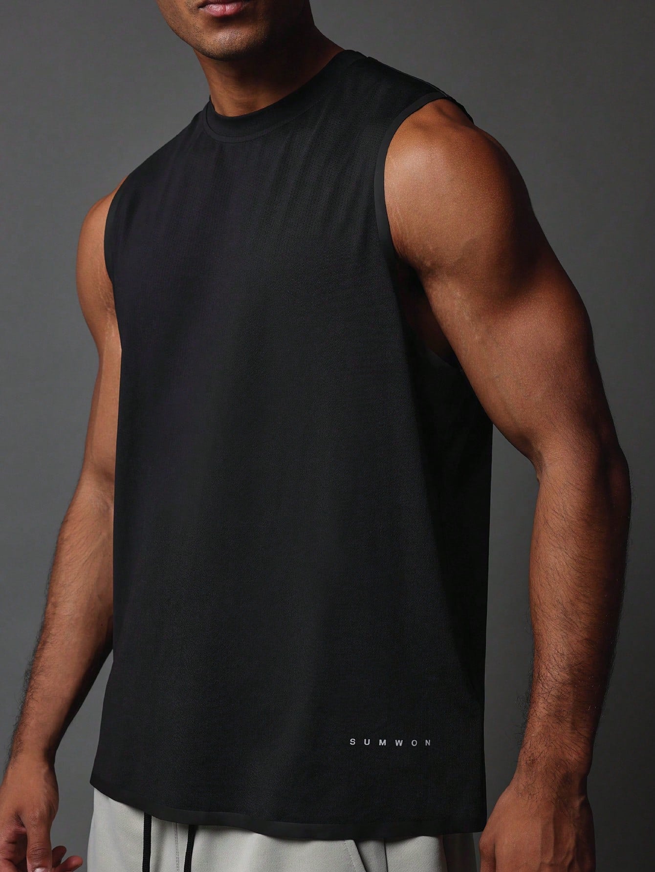 Activewear Premium Breathable Tank Top With Reflective Print & Rubberized Binding