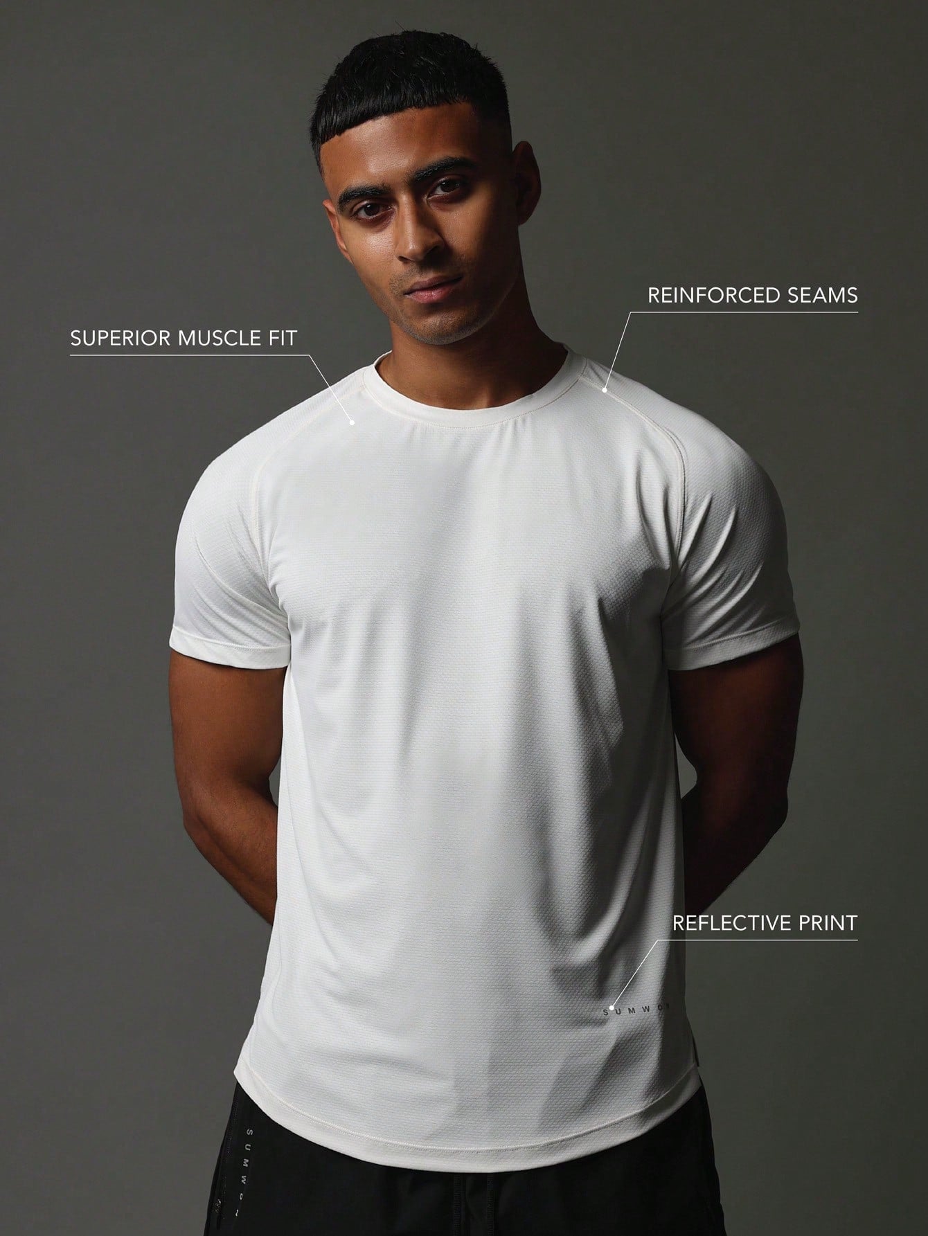 Active Wear Superior Muscle Fit Premium Breathable T-Shirt With Reflective Print & Reinforce Seam