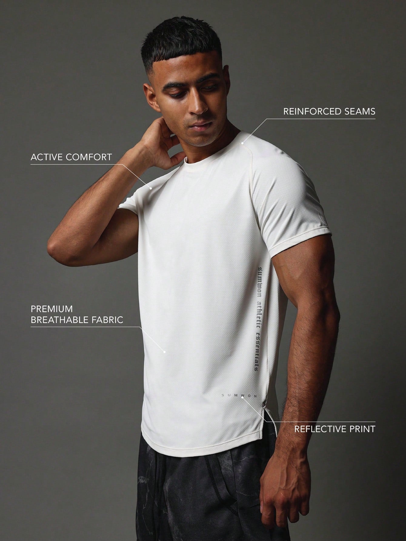 Activewear Superior Fit Premium Breathable T-Shirt With Reflective Print & Reinforce Seam