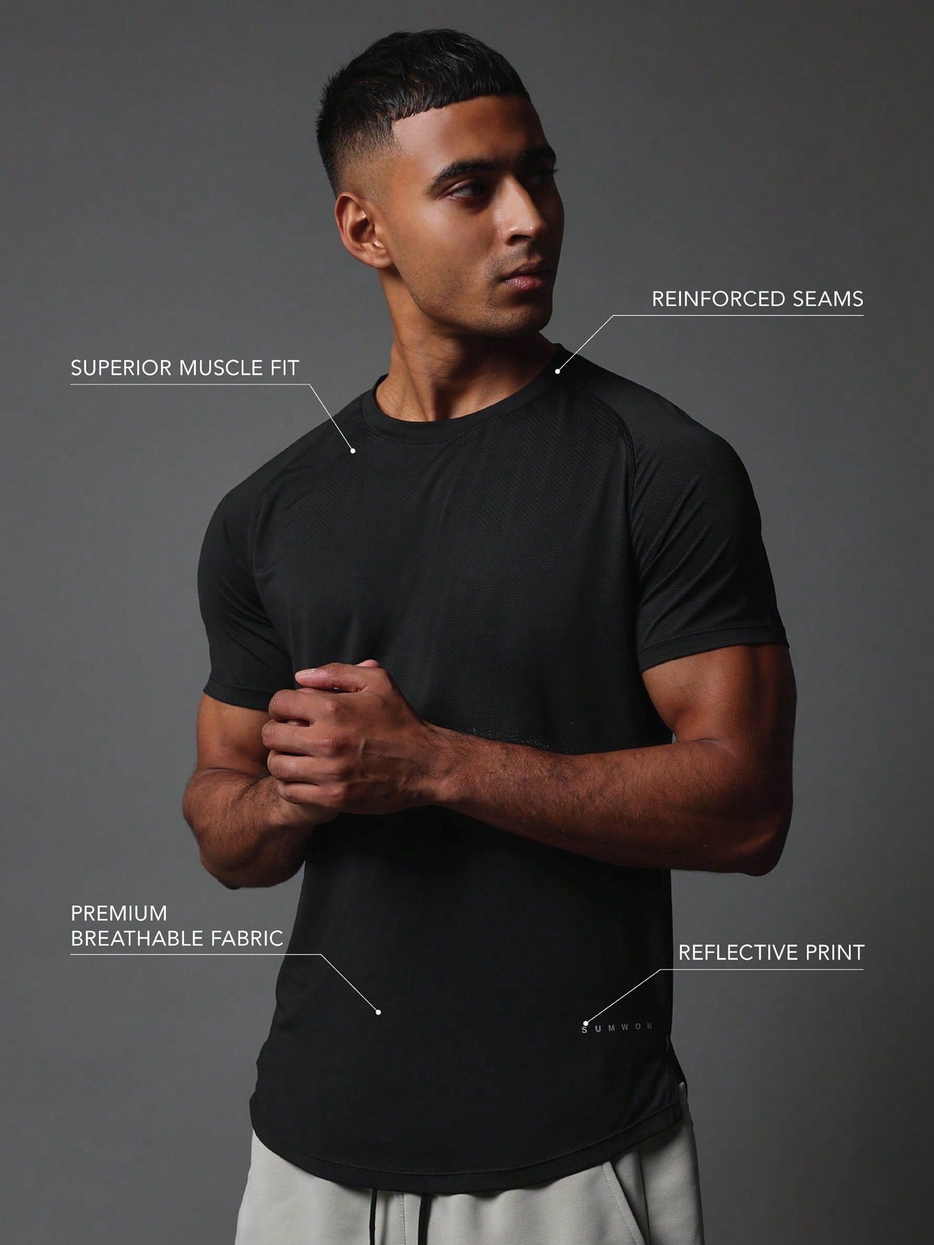 Activewear Superior Fit Premium Breathable T-Shirt With Reflective Print & Reinforce Seam