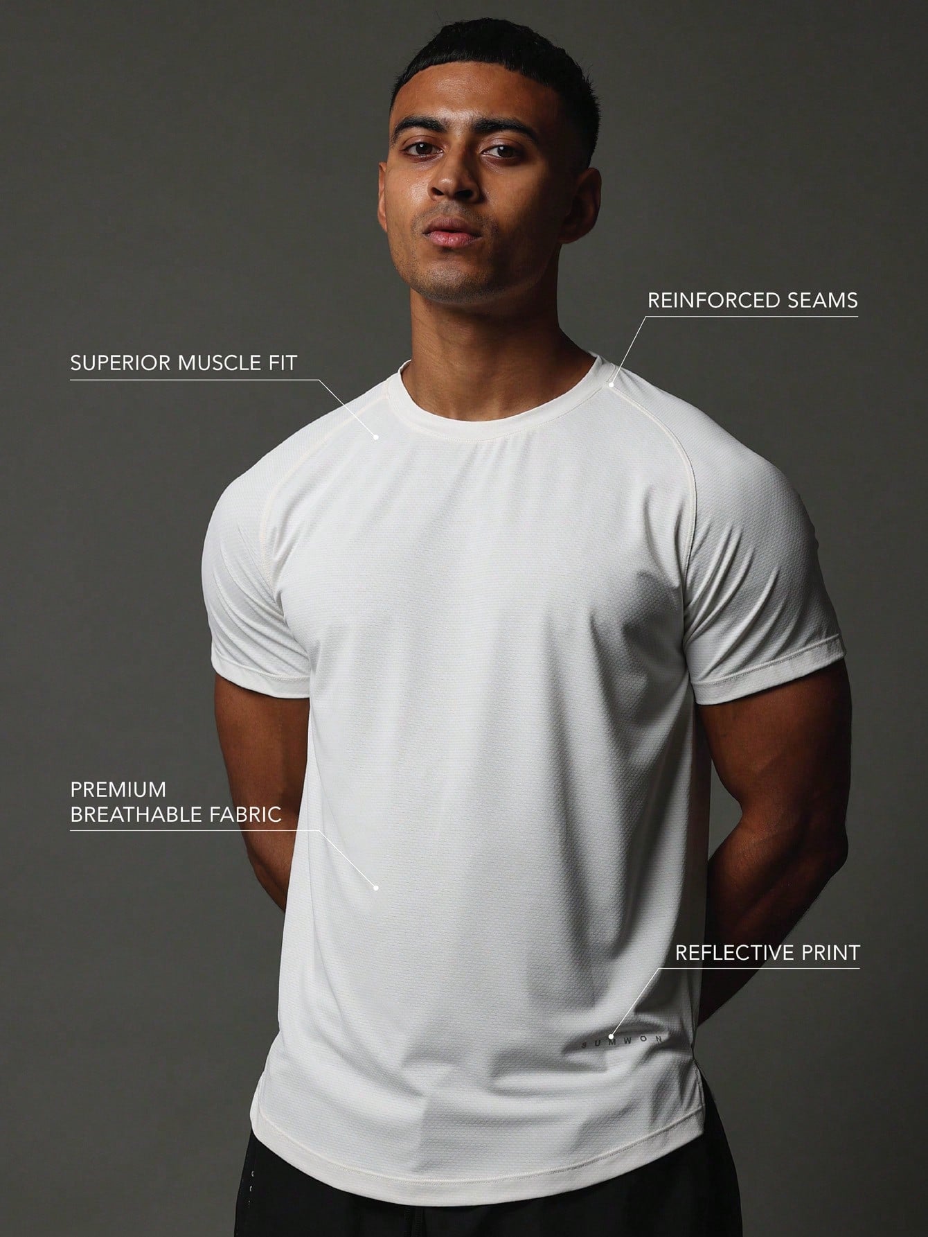 Activewear Superior Muscle Fit Premium Breathable T-Shirt With Reflective Print & Reinforce Seam