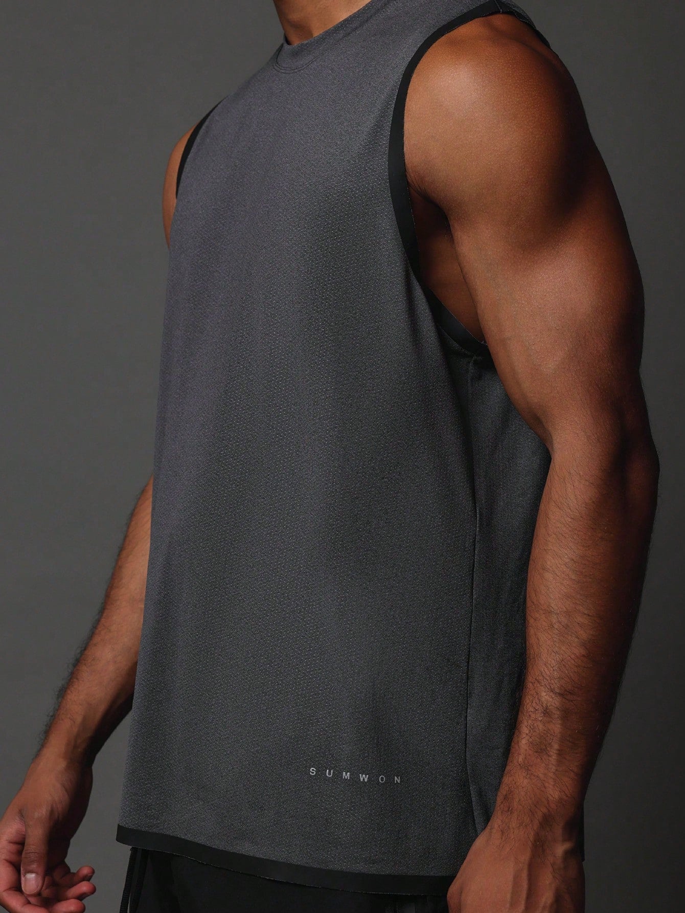 Activewear Premium Breathable Tank Top With Reflective Print & Rubberized Binding