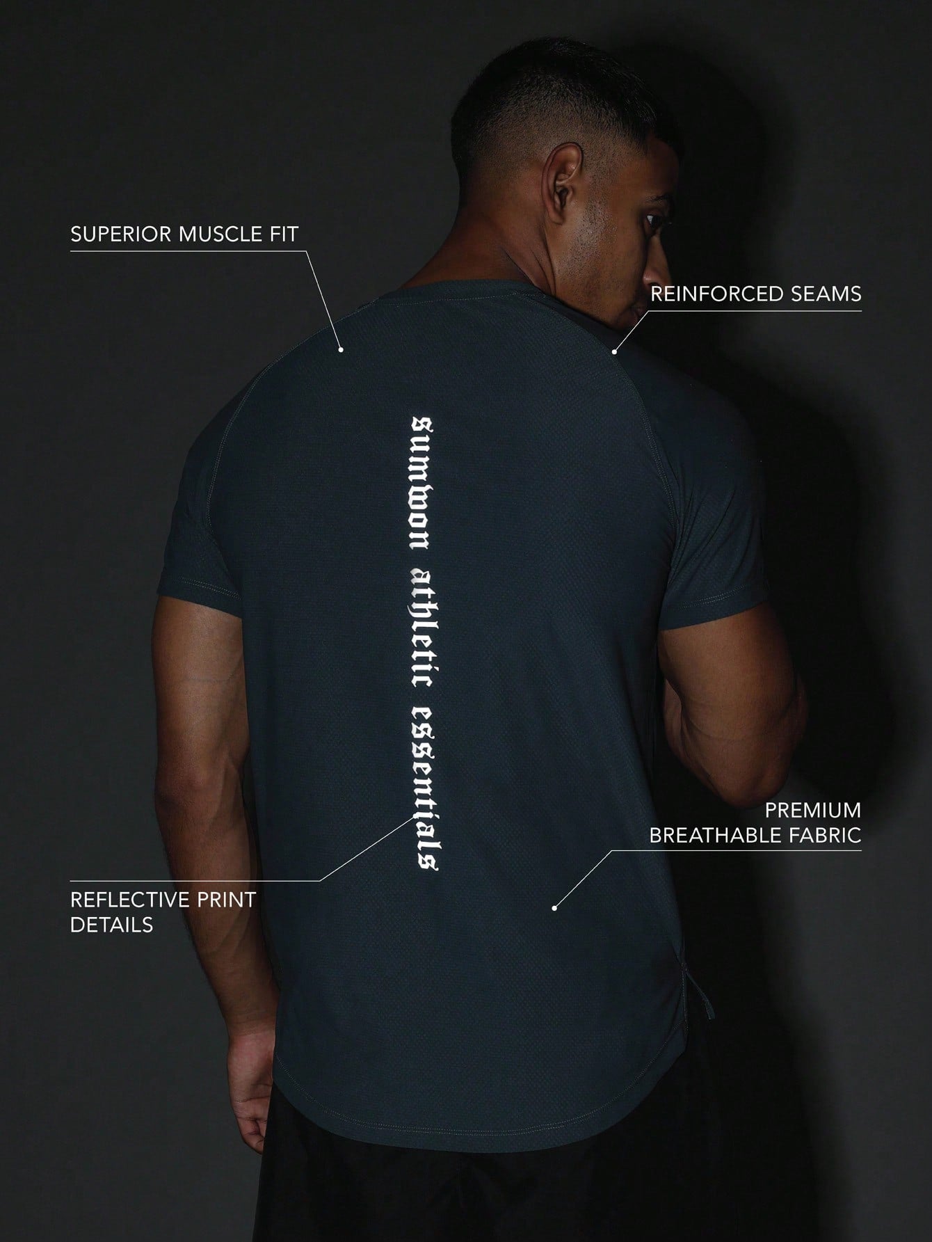 Activewear Superior Fit Premium Breathable T-Shirt With Reflective Print & Reinforce Seam