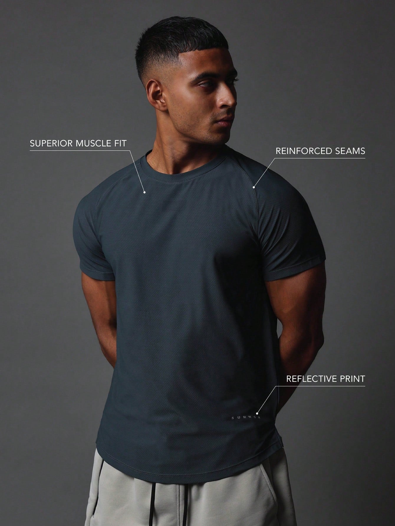 Activewear Superior Fit Premium Breathable T-Shirt With Reflective Print & Reinforce Seam