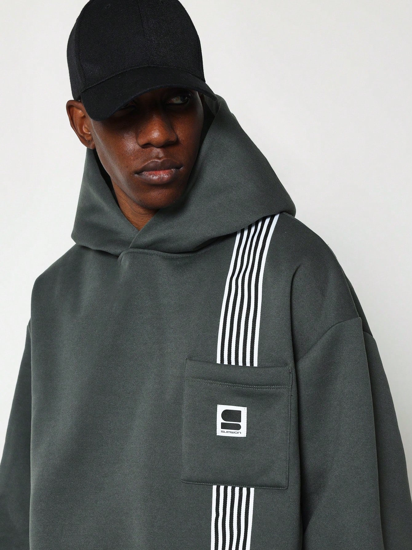 Regular Fit Overhead Hoodie With Stripe And Patch