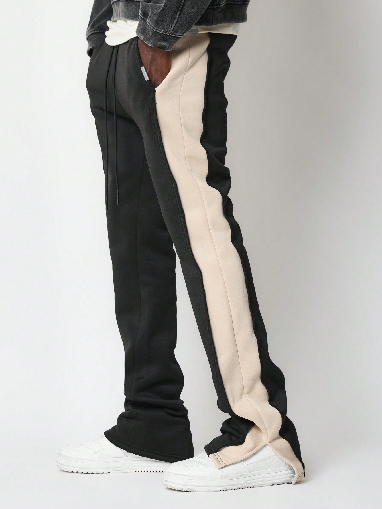 Flare Fit Split Hem Jogger With Contrast Panel