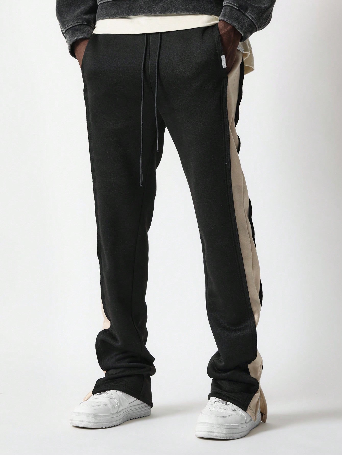 Flare Fit Split Hem Jogger With Contrast Panel