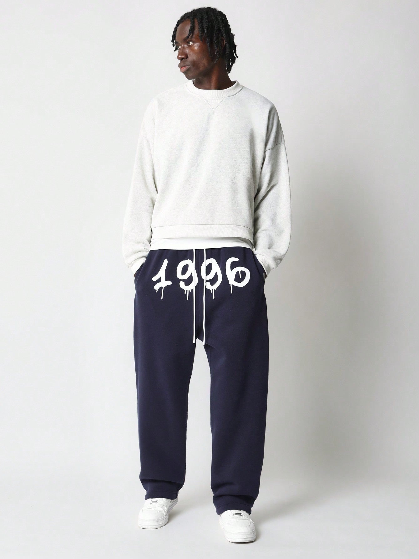 Loose Fit Baggy Drop Crotch Jogger With Front Graphic Print