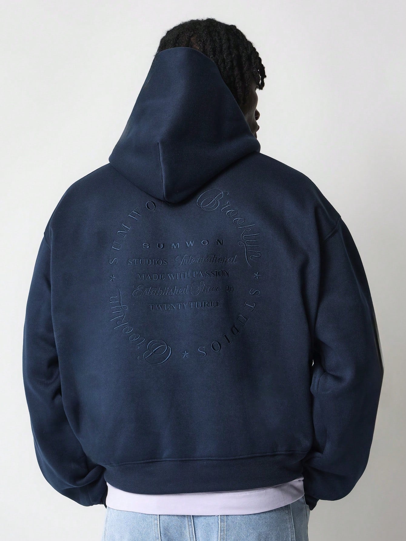 Regular Fit Overhead Hoodie With Front And Back Embroidery