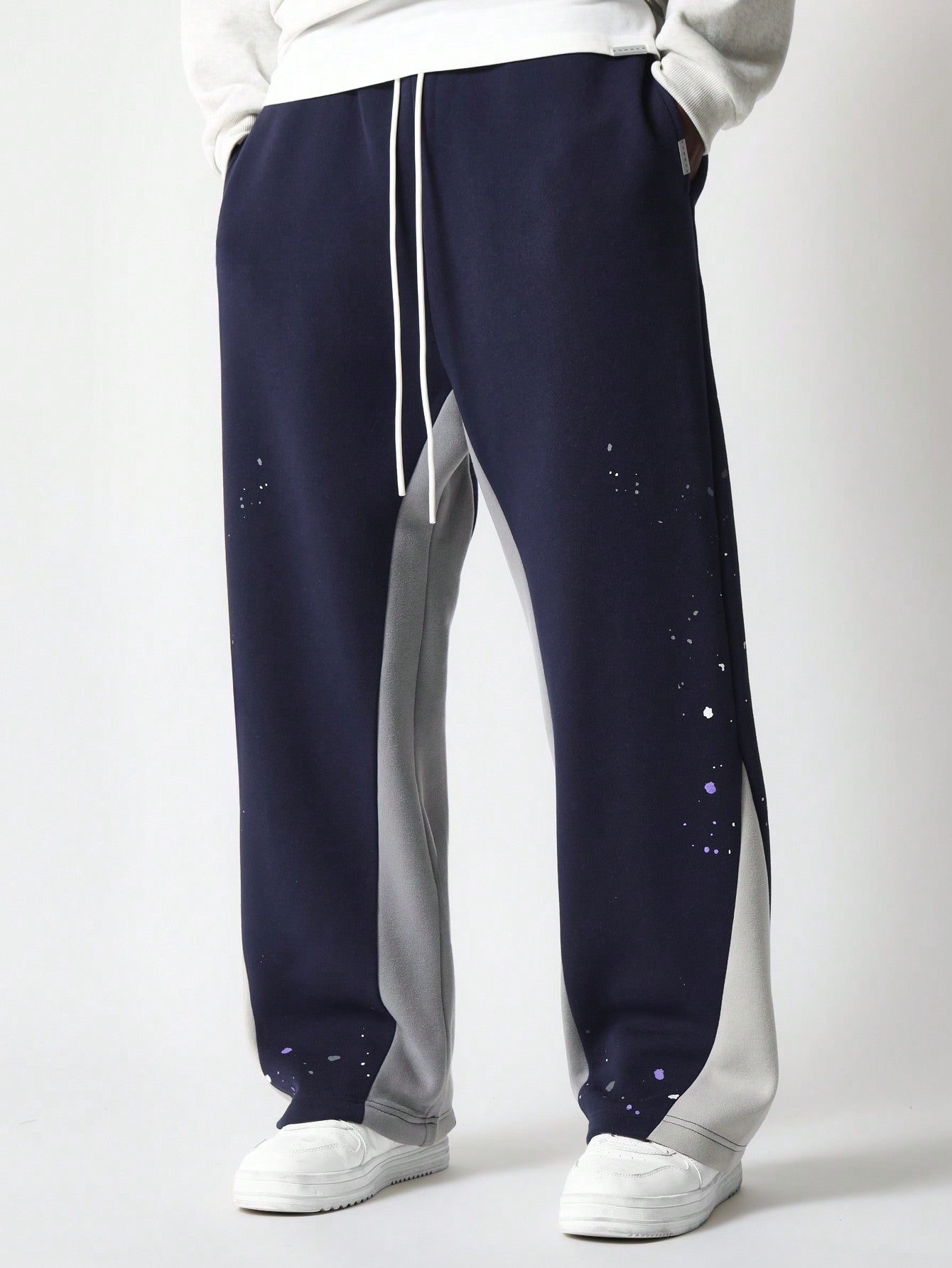 Loose Fit Baggy Colour Blocked Jogger With Splatter Paint