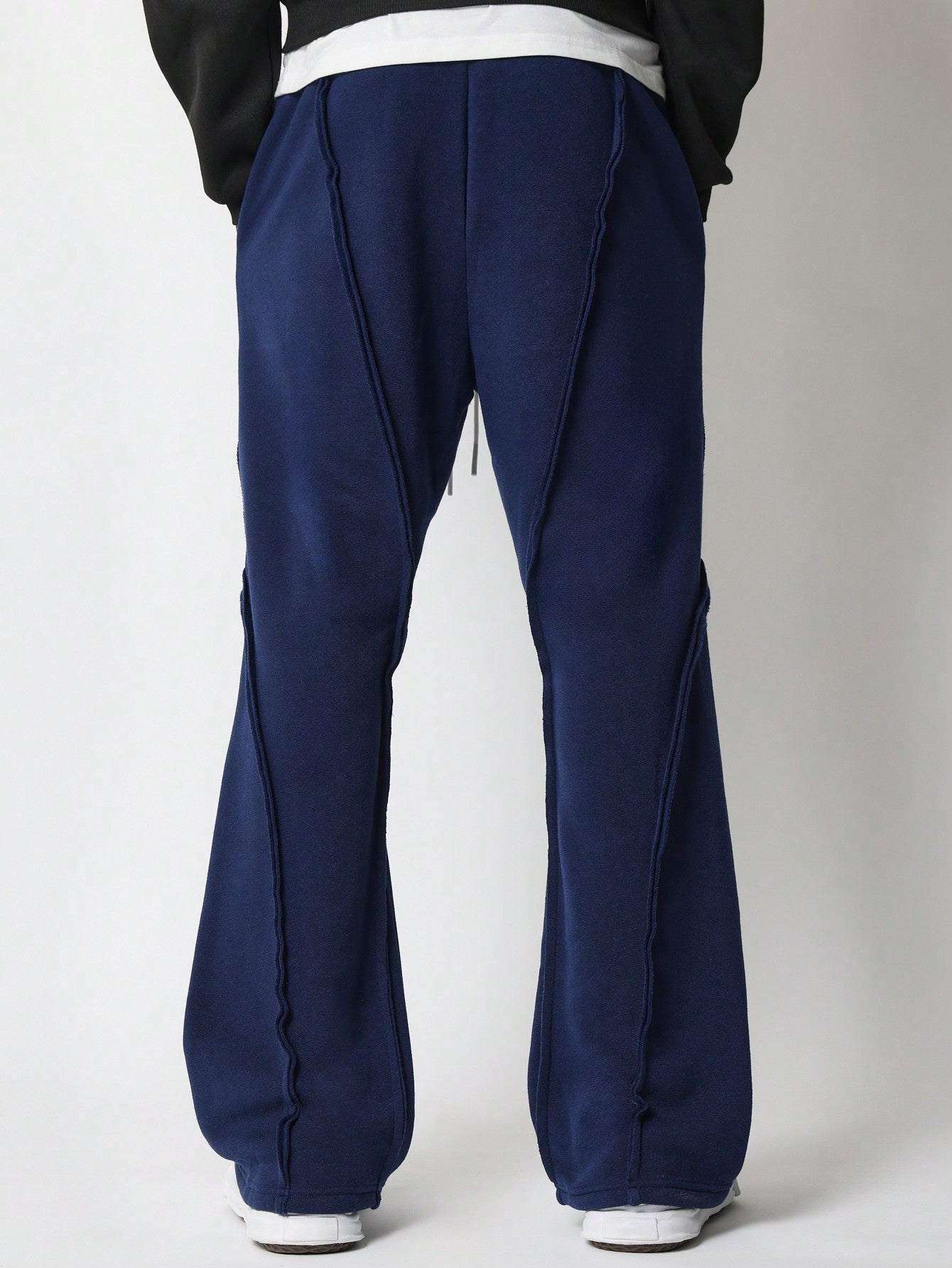 Flare Fit Multi Raw Edge Exposed Seam Sweatpants With Drawcord