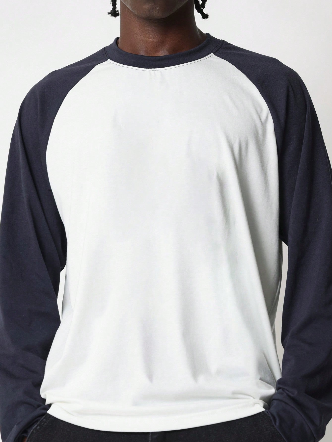 Regular Fit Contrast Colour Long Sleeve Raglan Tee