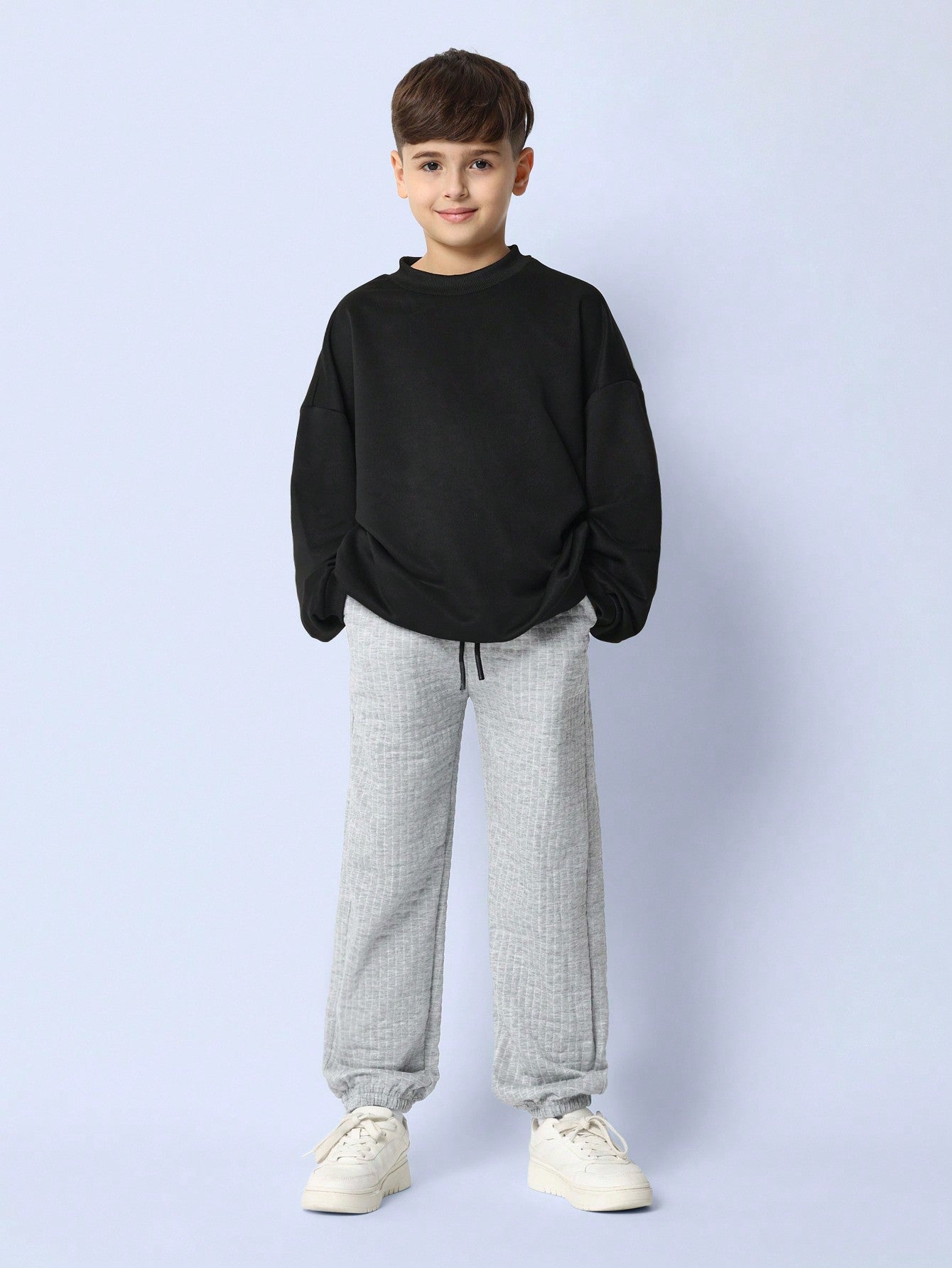 Tween Boys Textured Cuffed Jogger With Drawstrings