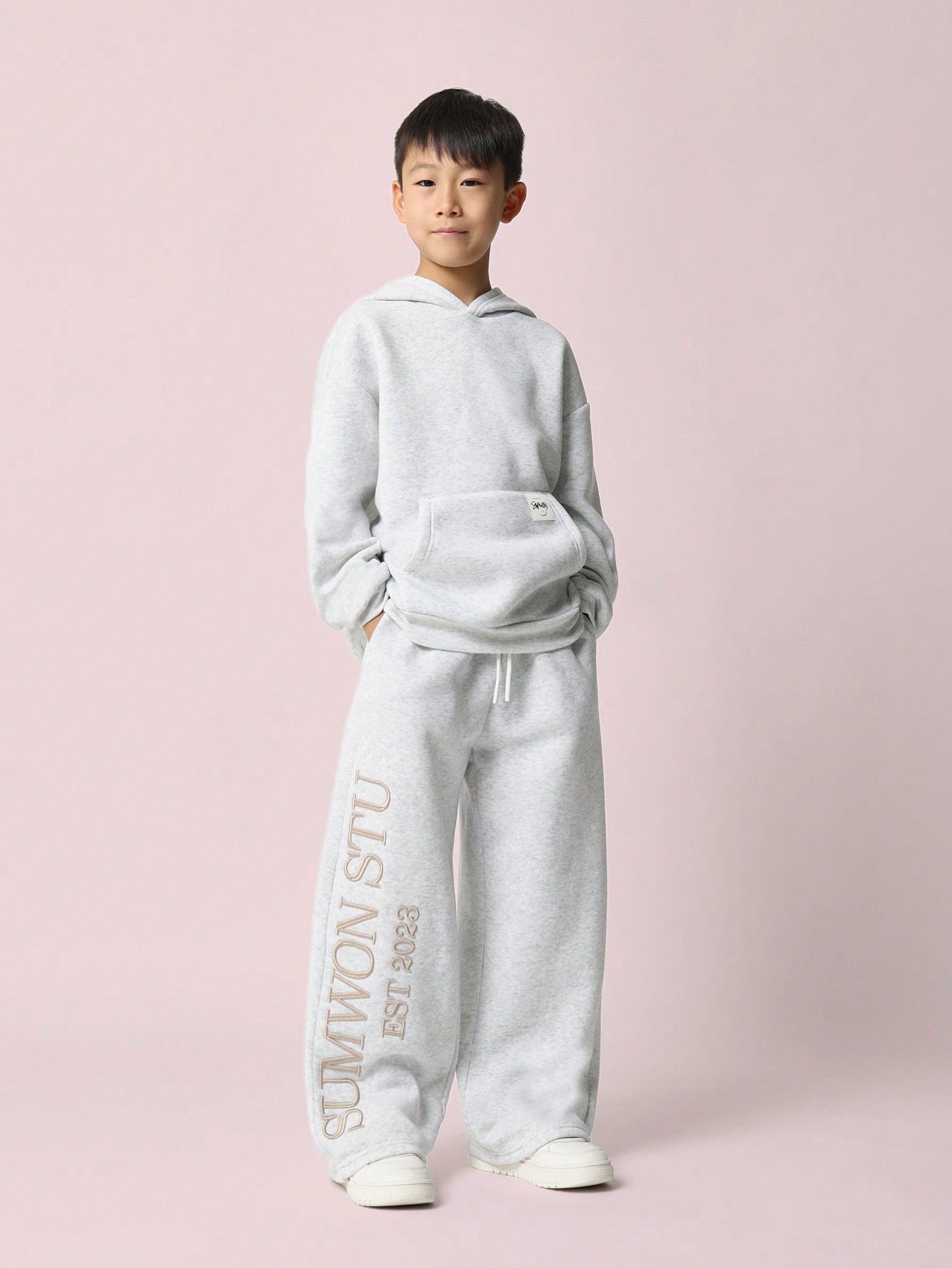 Tween Boys Comfy Overhead Hoodie & Wide Leg Sweatpants 2 Piece Set