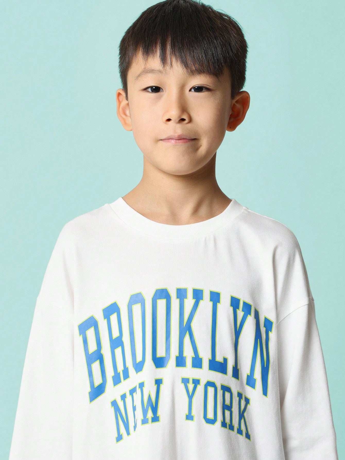 Tween Boys Regular Fit Long Sleeve Brooklyn New York Graphic Printed Tee