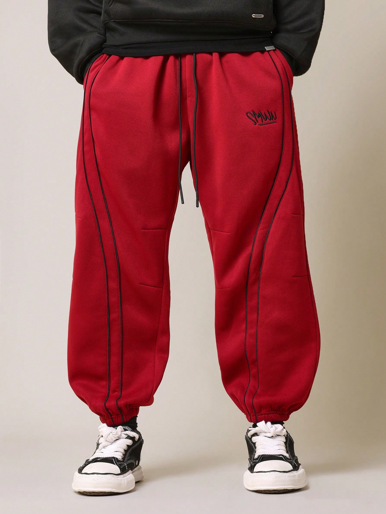 Drop Crotch Jogger With Piping