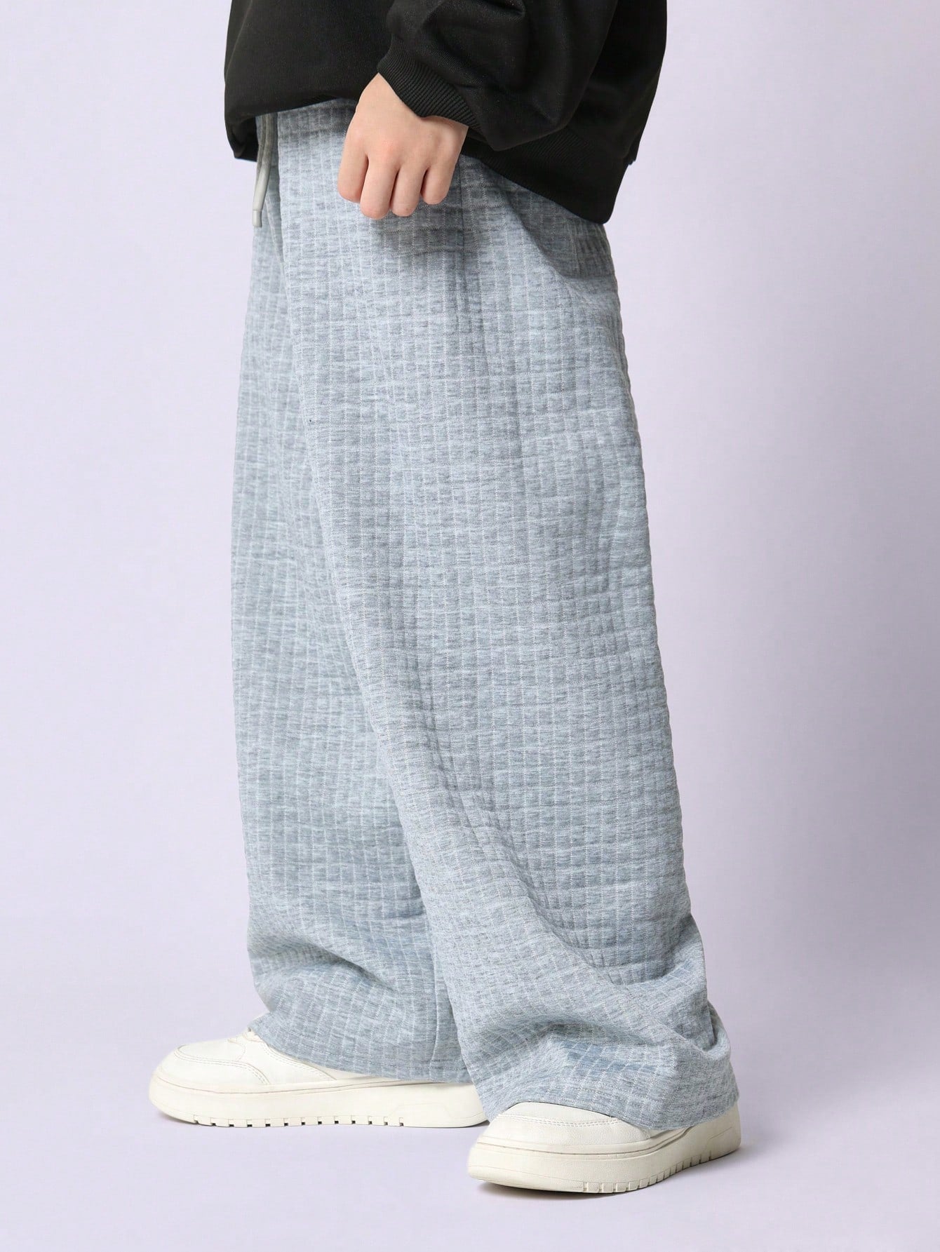 Tween Boys Wide Leg Textured Essential Sweatpants With Drawstrings