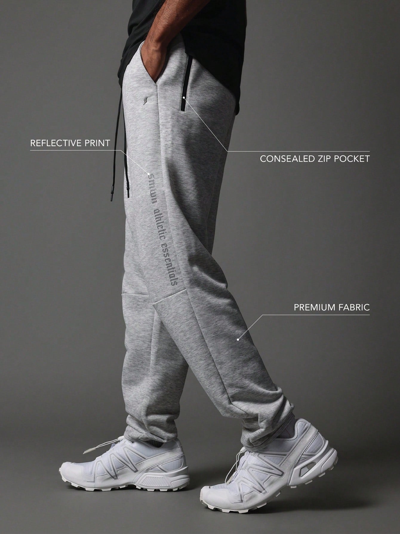 Activewear Comfort Premium Jogger With Reflective Print & Concealed Zip Pockets