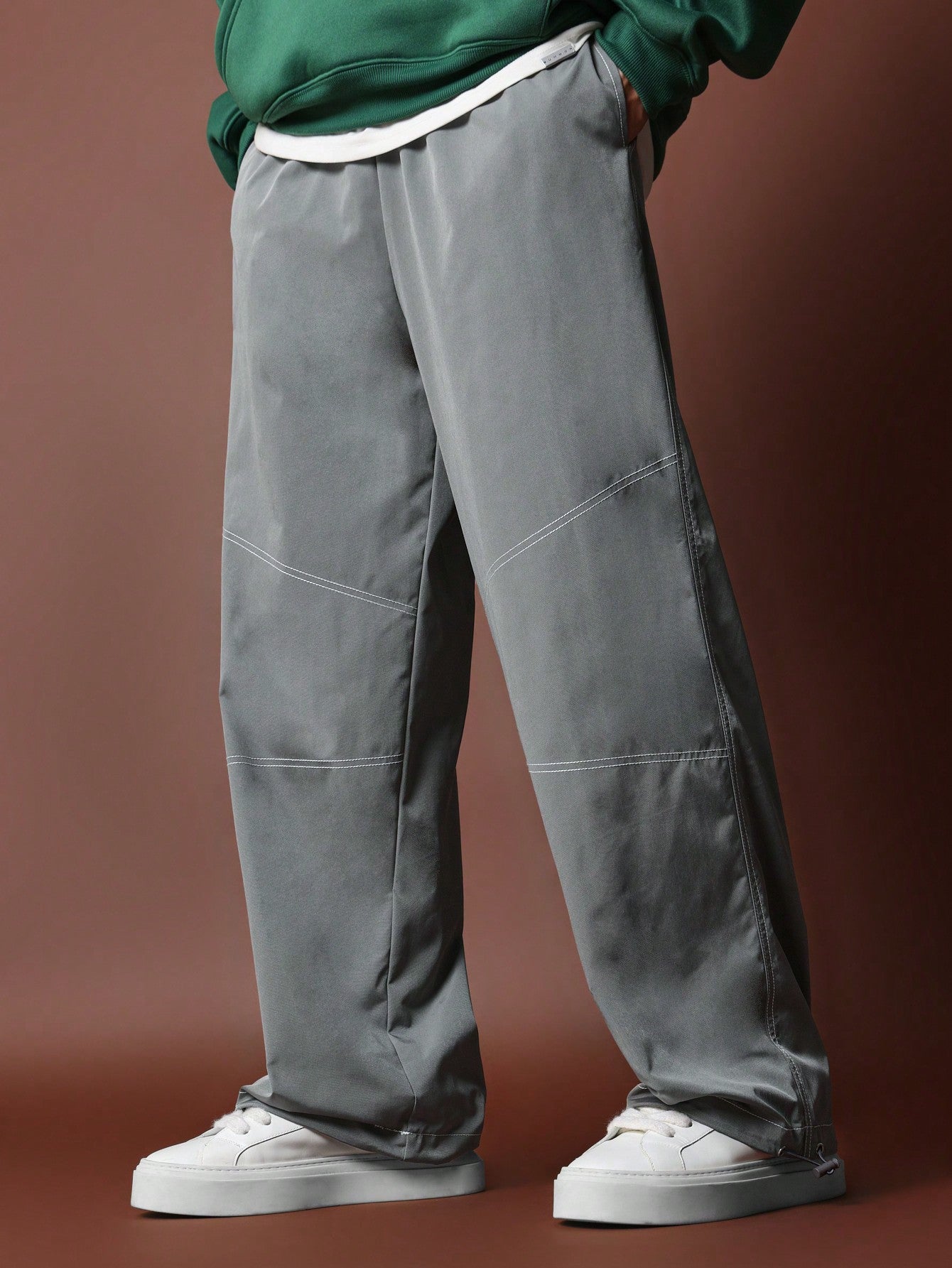 Loose Fit Baggy Parachute Pant With Contrast Stitching Detail