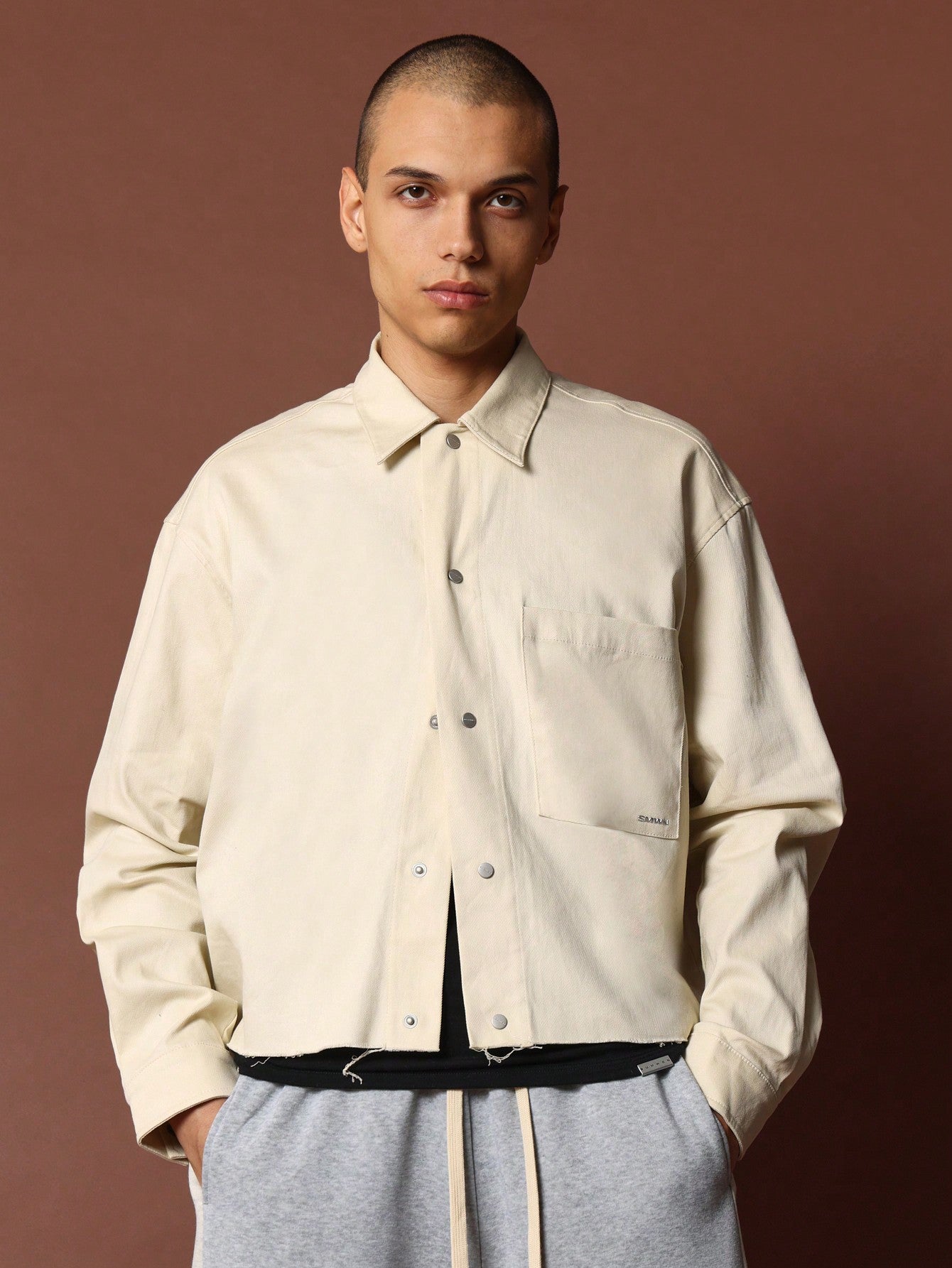 Cropped Long Sleeve Canvass Shirt