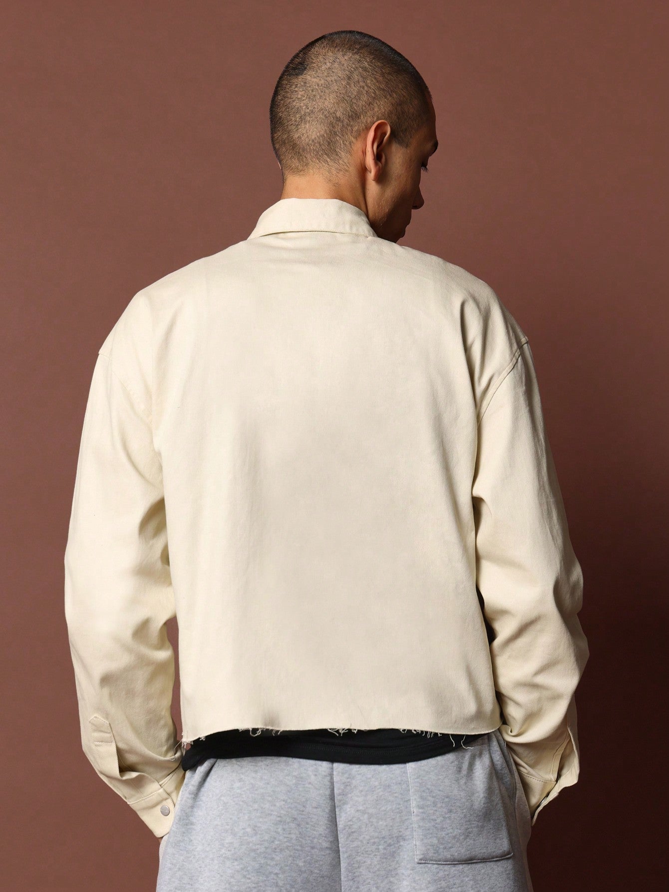 Cropped Long Sleeve Canvass Shirt