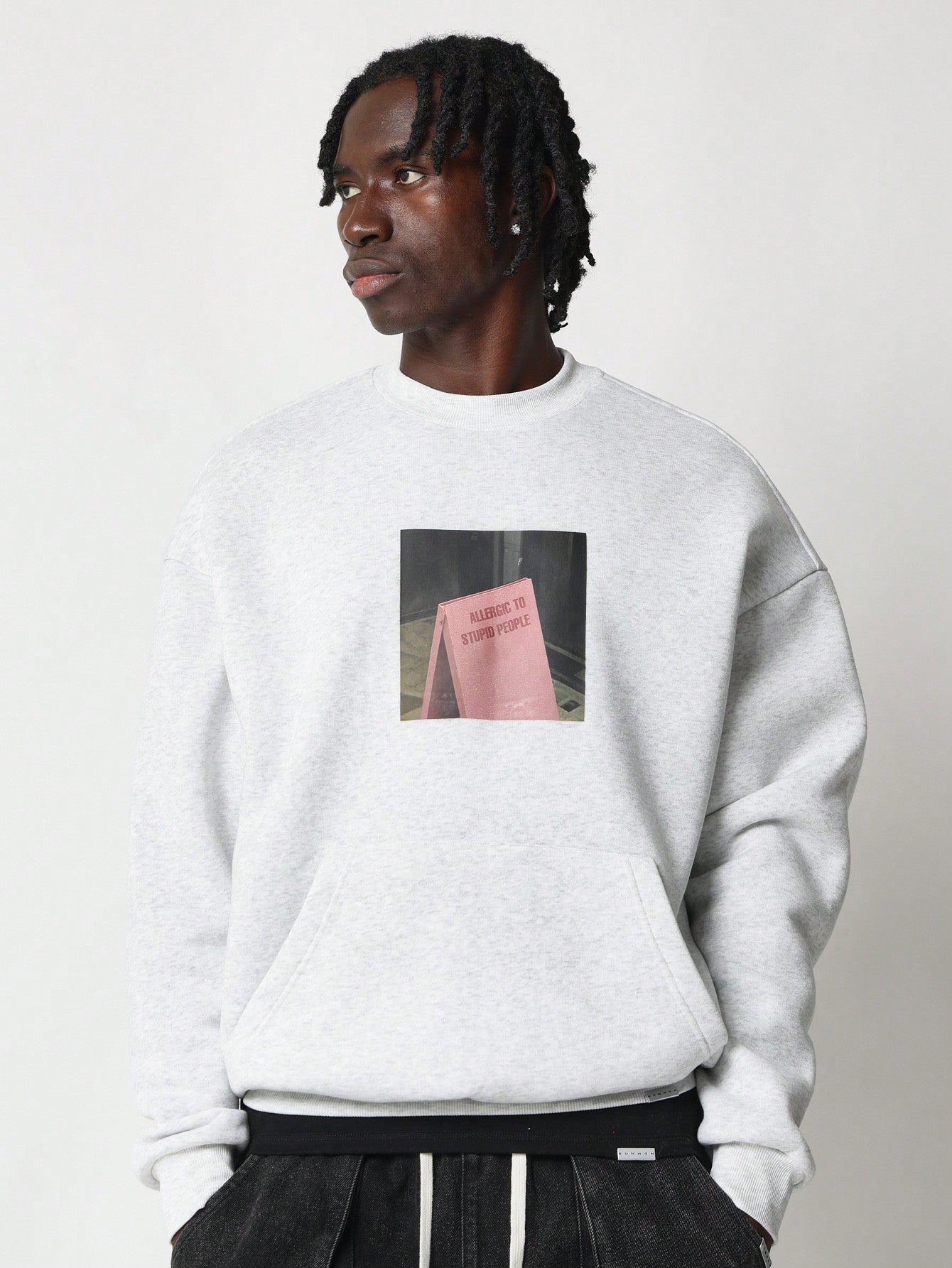 Regular Fit Graphic Print Sweatshirt With Kangaroo Pocket