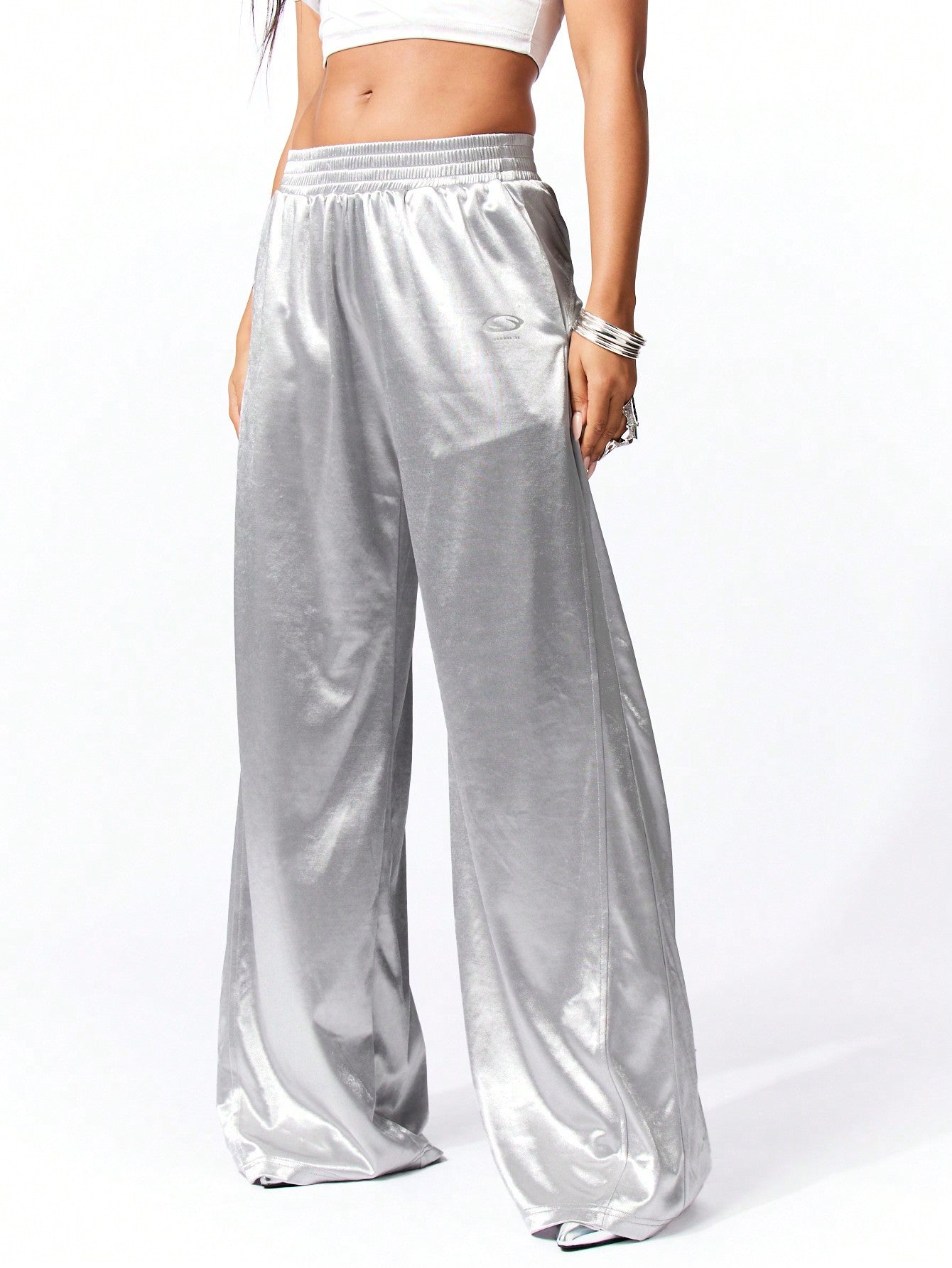 SUMWON WOMEN Metallic Wide Leg Pants