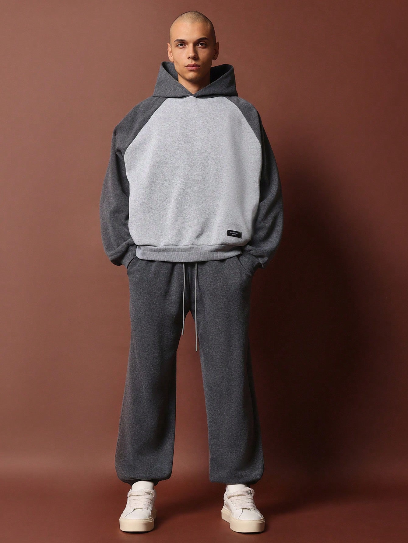 Regular Fit Overhead Colour Block Hoodie And 90's Jogger 2 Piece Set