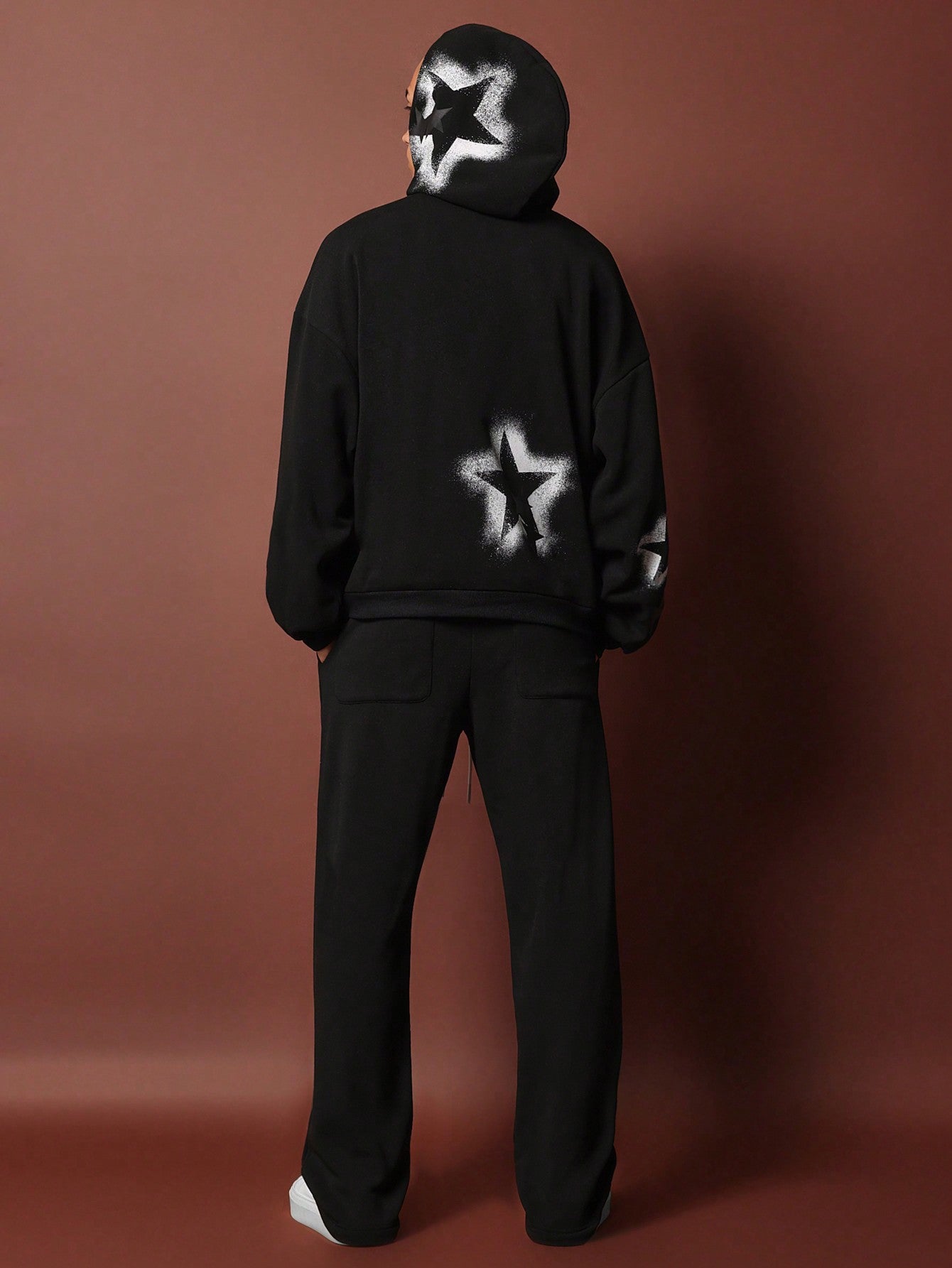 Oversized Overhead Hoodie & Wide Fit Drop Crotch Sweatpants With Graphic Print 2 Piece Set