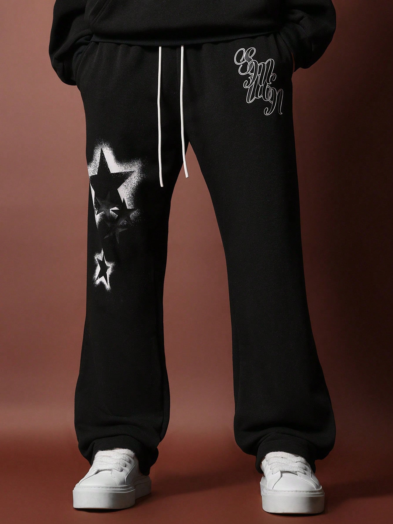 Oversized Overhead Hoodie & Wide Fit Drop Crotch Sweatpants With Graphic Print 2 Piece Set