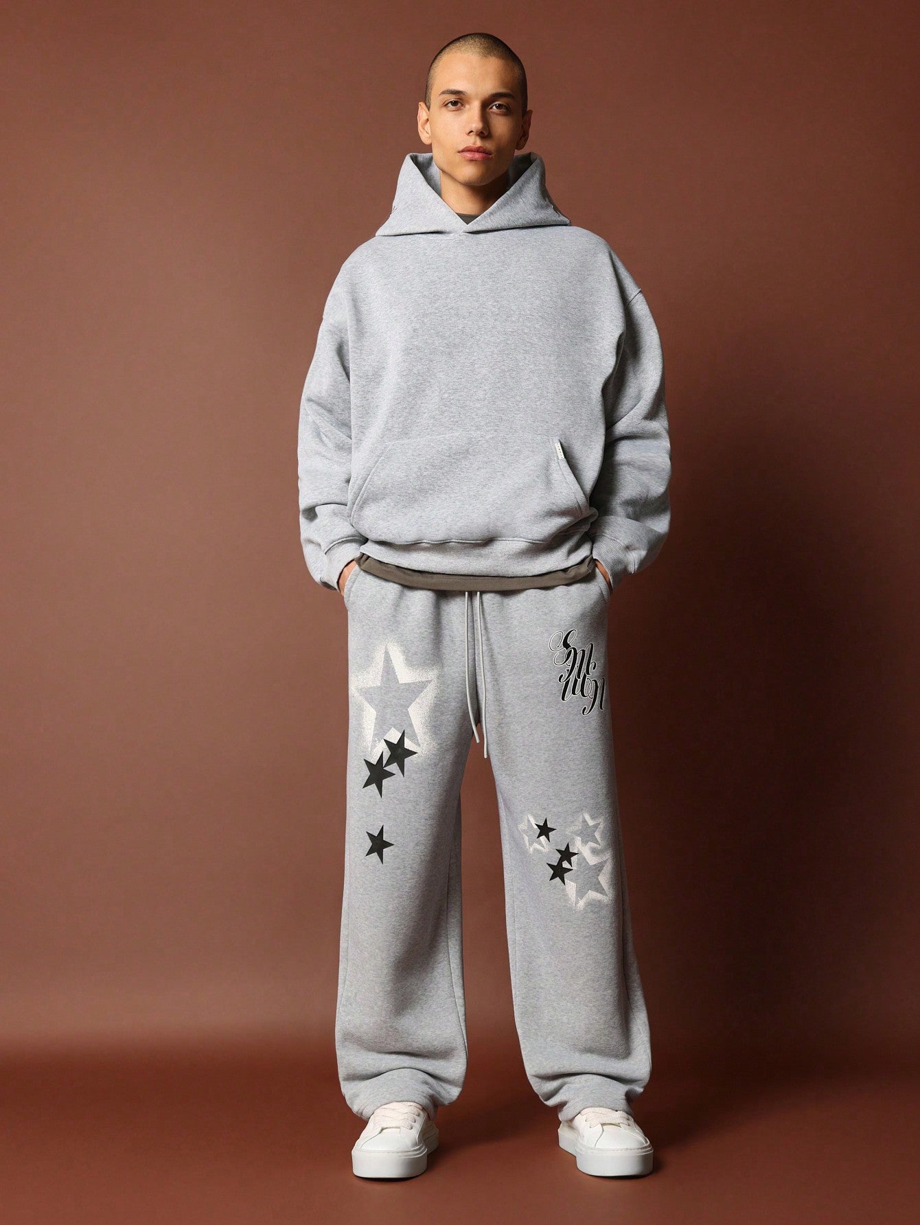 Straight Fit Drop Crotch Sweatpants With Graphic Print