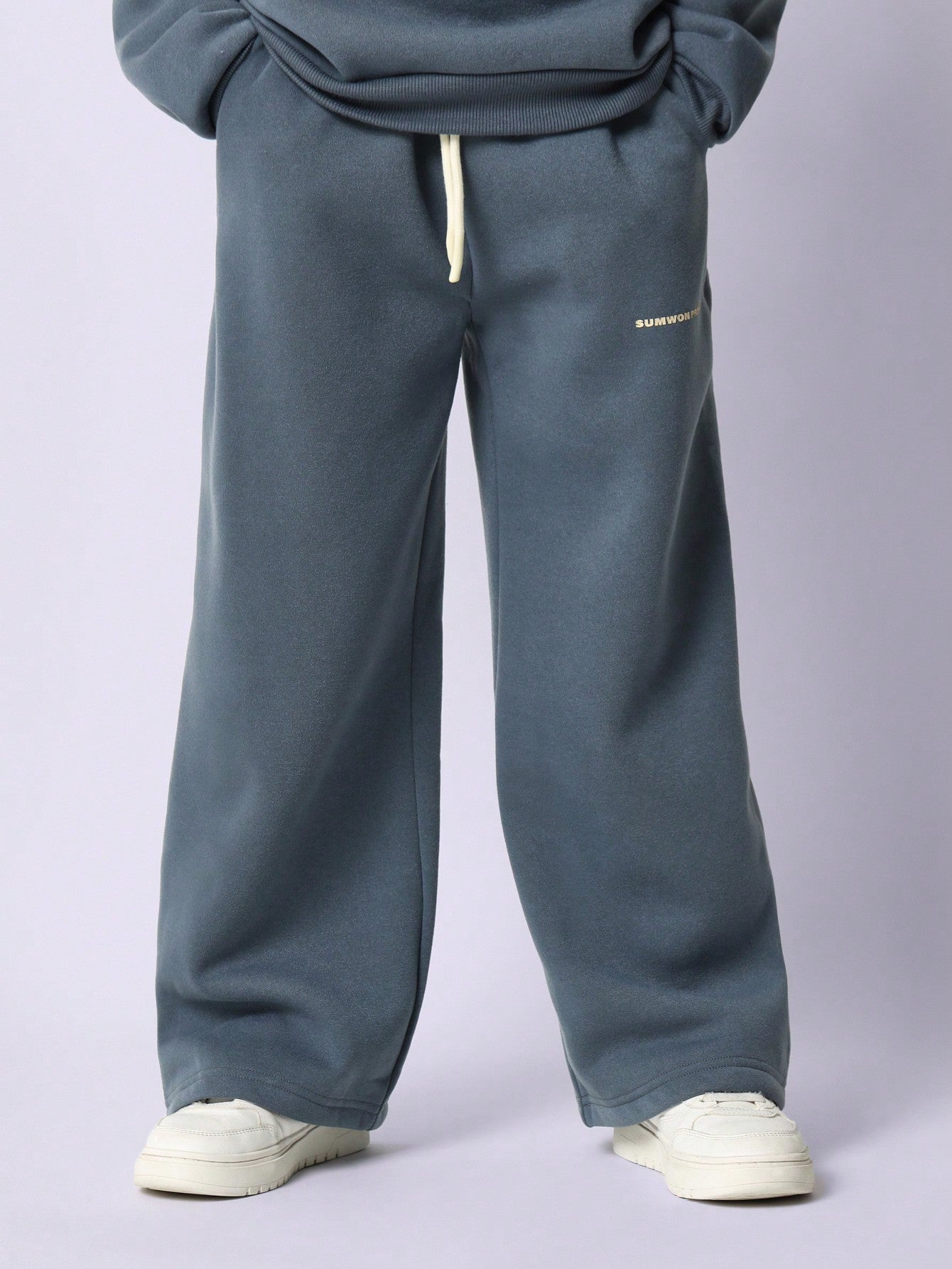 Tween Boys Comfy Blue Overhead Hoodie & Straight Fit Sweatpants With Graphic Print 2 Piece Set