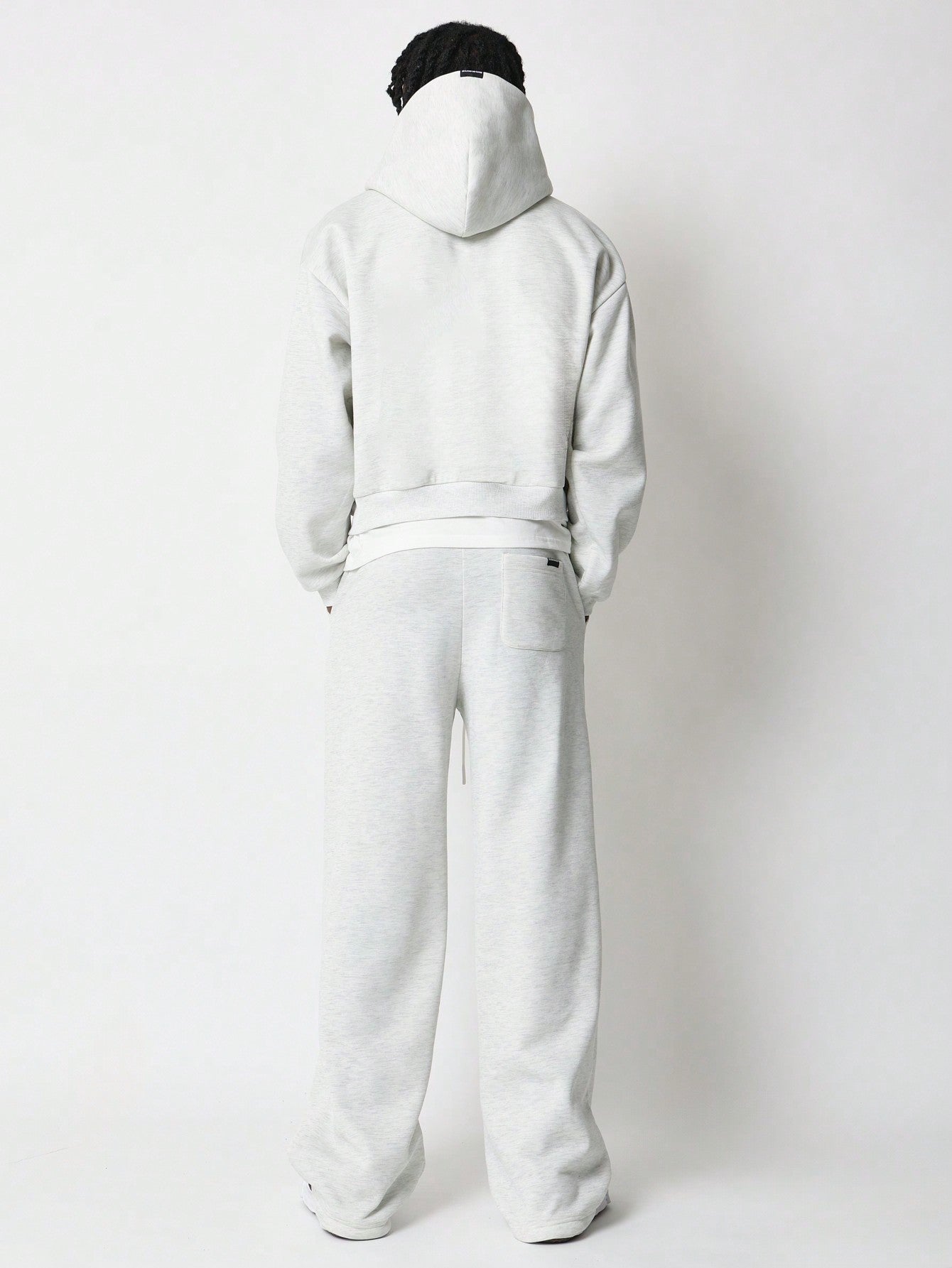 Crop Zip-Up Hoodie & Loose Fit Baggy Sweatpants With NY Embroidered & Drawcords