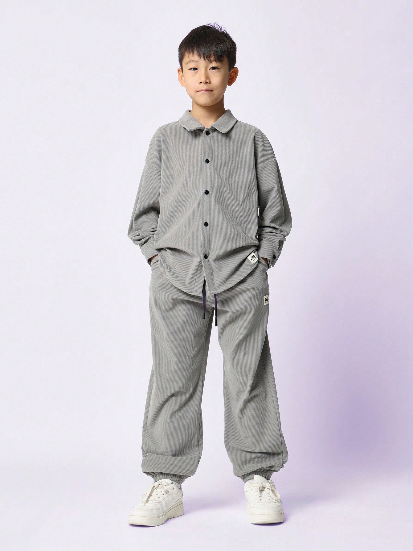 Tween Boys Comfy Long Sleeve Corduroy Shirt & Jogger Pants 2 Piece Set