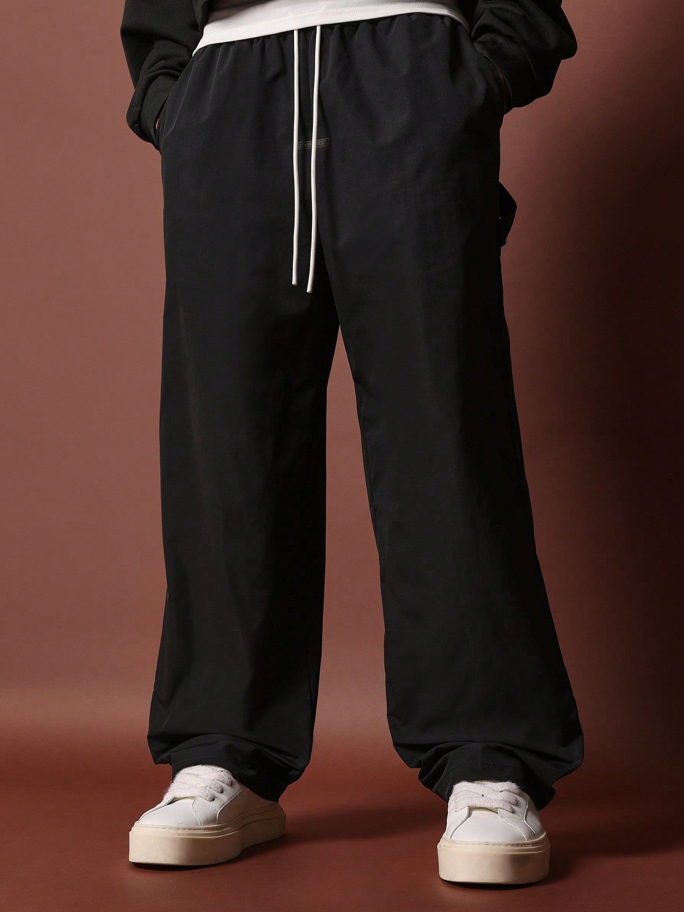 Wide Leg Nylon Carpenter Pant With Drawstrings