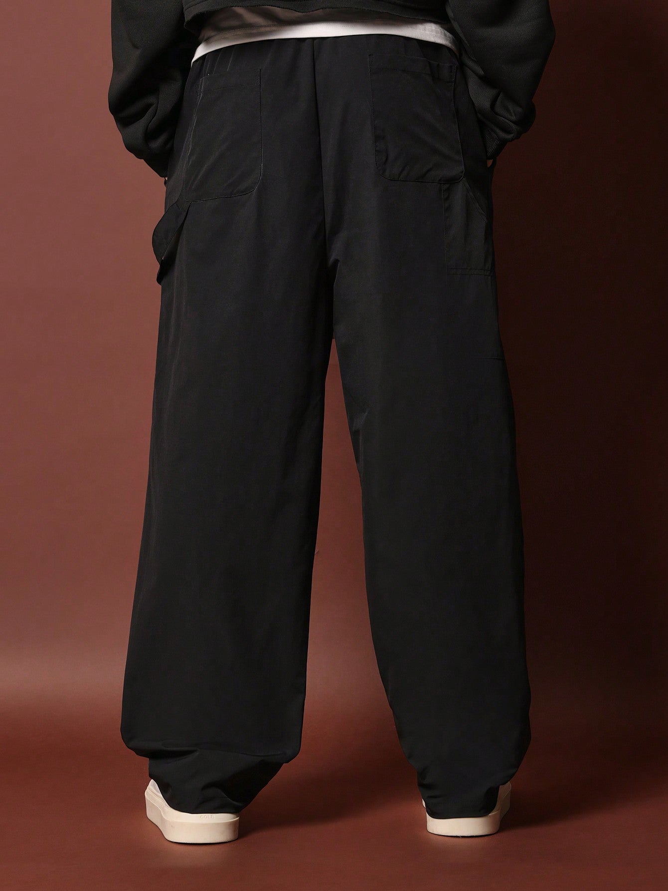 Wide Leg Nylon Carpenter Pant With Drawstrings