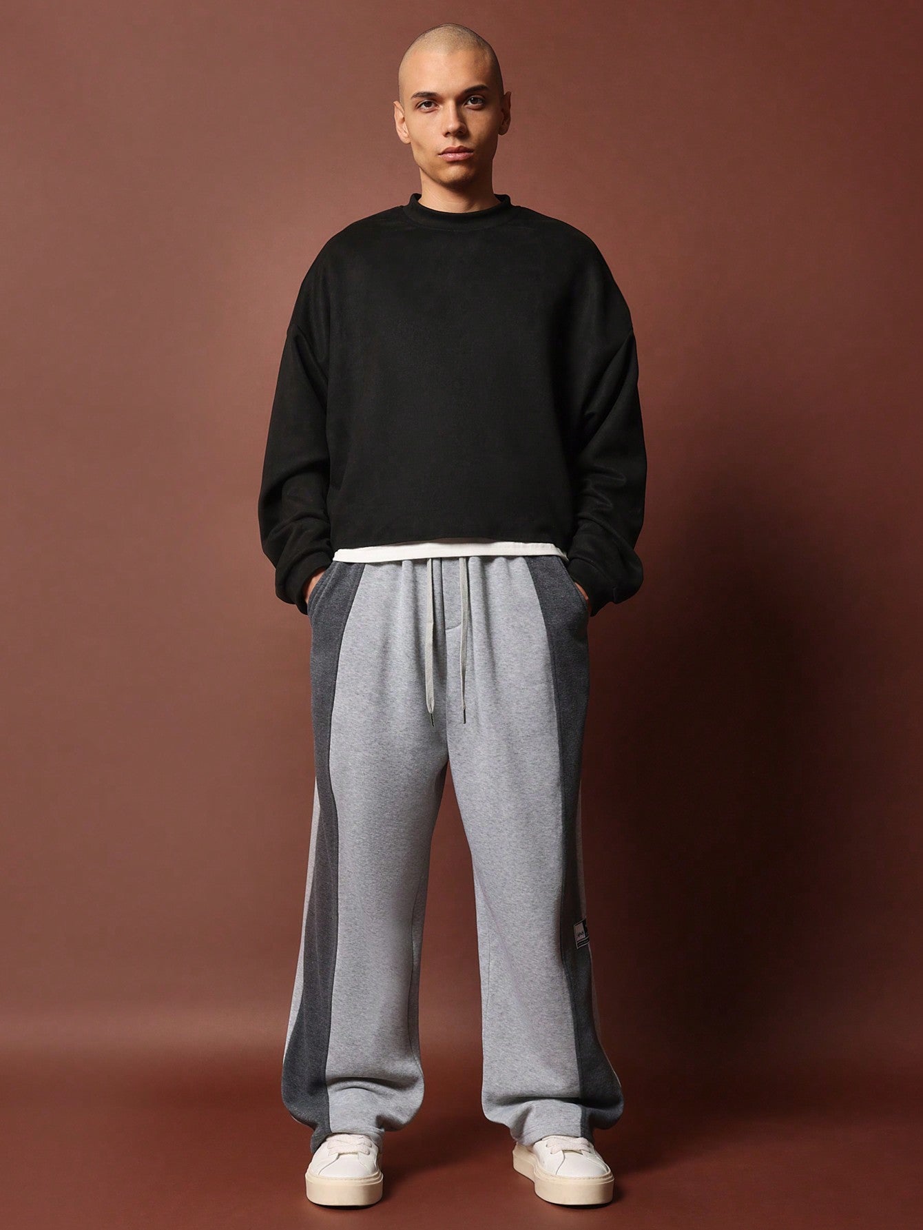 Straight Fit Curved Contrast Side Panel Sweatpants