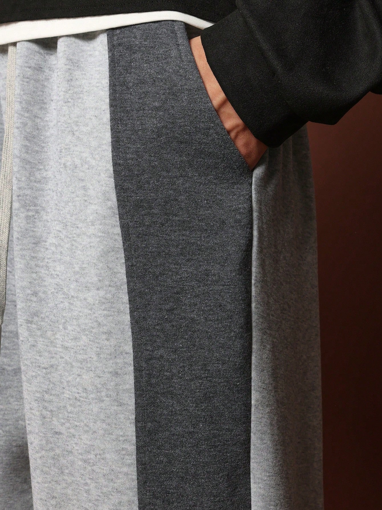 Straight Fit Curved Contrast Side Panel Sweatpants